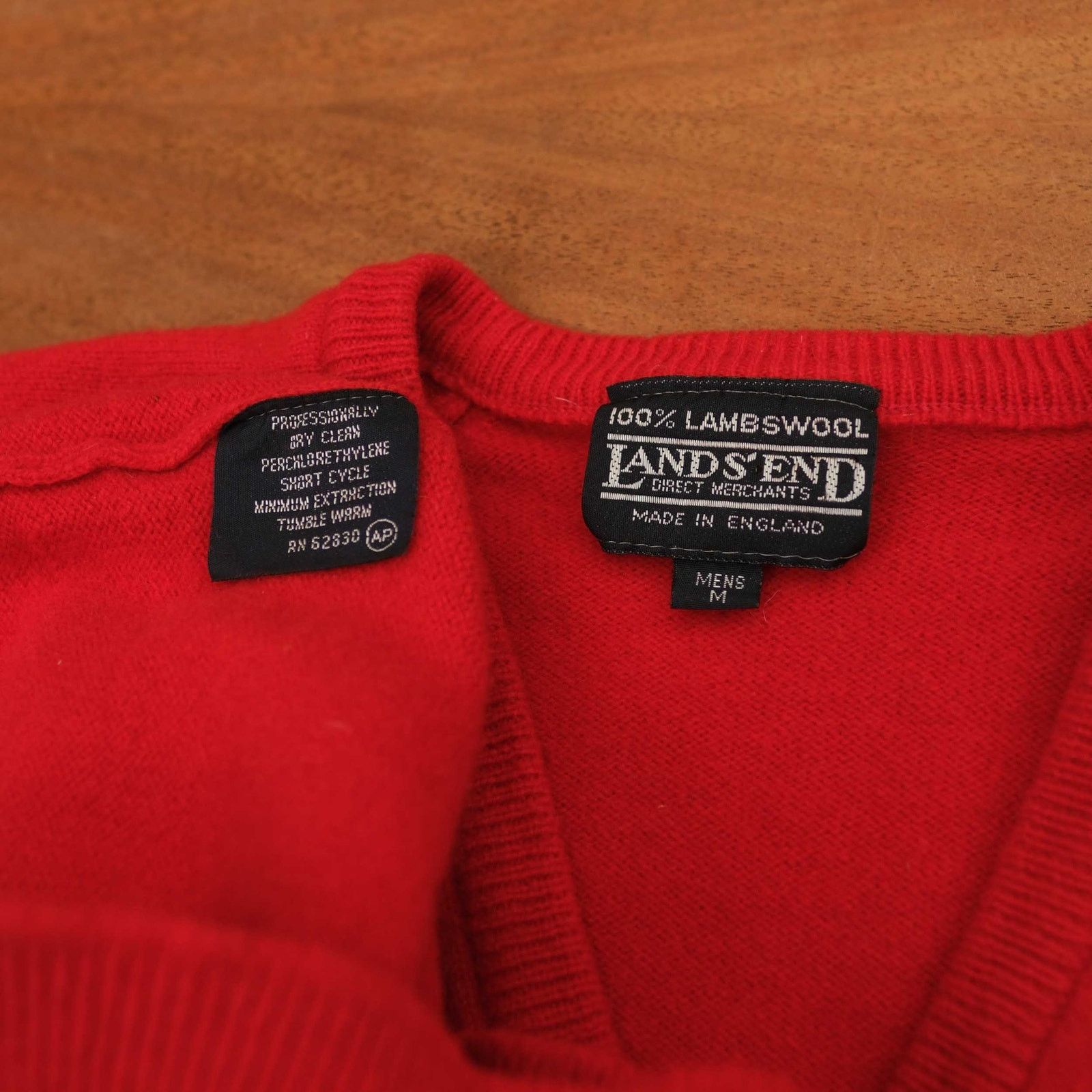 Lands' End VTG Made in England Lands End V Neck Lambswool Red Sweater M Size US M / EU 48-50 / 2 - 7 Thumbnail