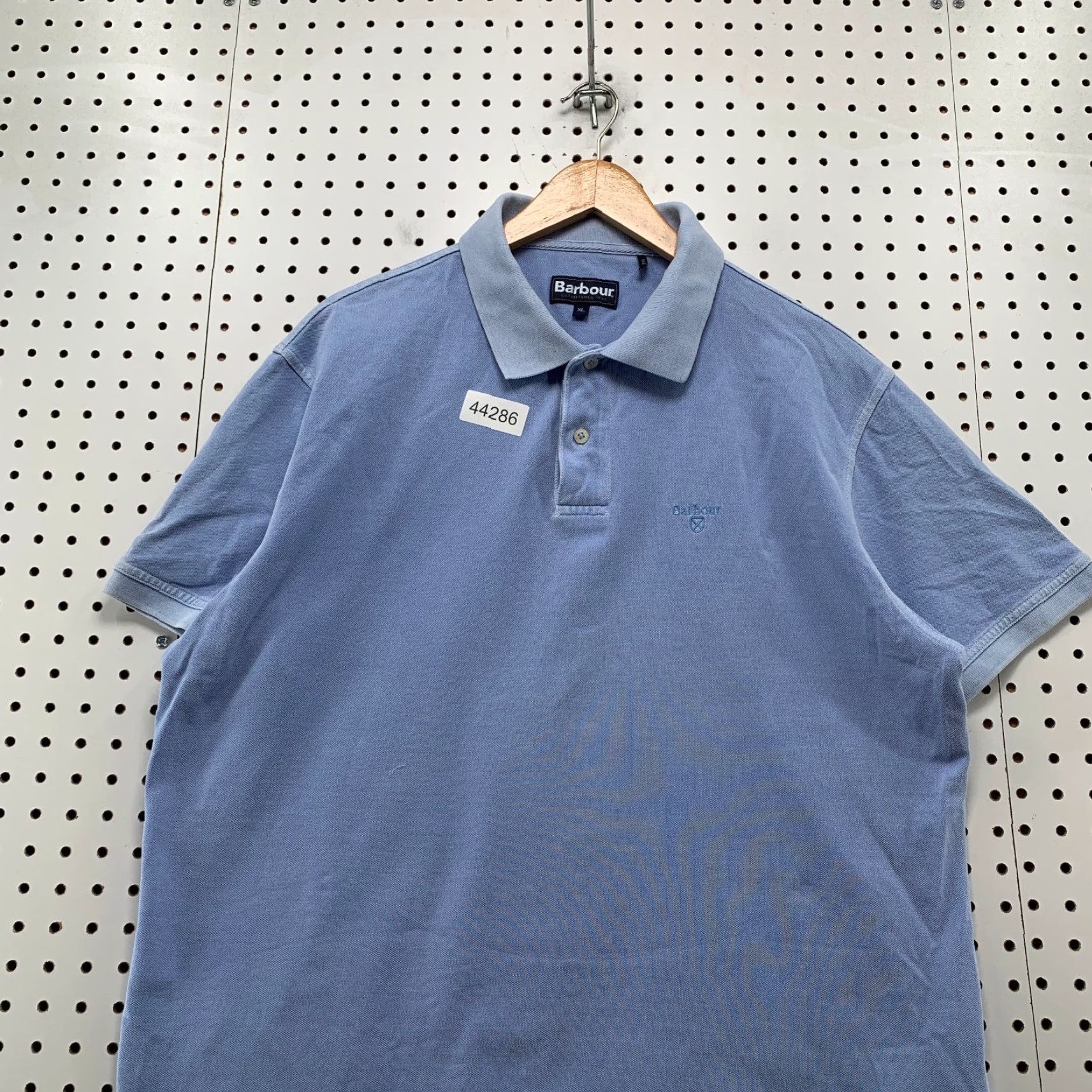 Barbour VINTAGE Barbour Polo Shirt Mens XL Blue Light Washed Cotton Short Sleeve Button Collar Preppy Golf Mens XL Blue Size US XL / EU 56 / 4 - 2 Thumbnail
