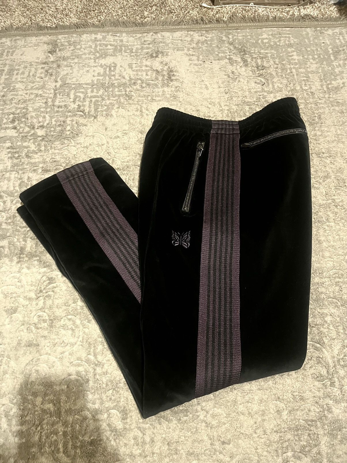 Needles Needles Velour Track Pants Purple/Black | Grailed