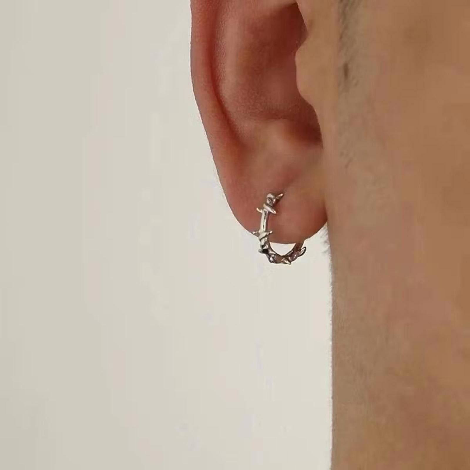 Jewelry 925 Silver Retro Punk Grunge Earrings - 1 Piece Size ONE SIZE - 2 Thumbnail