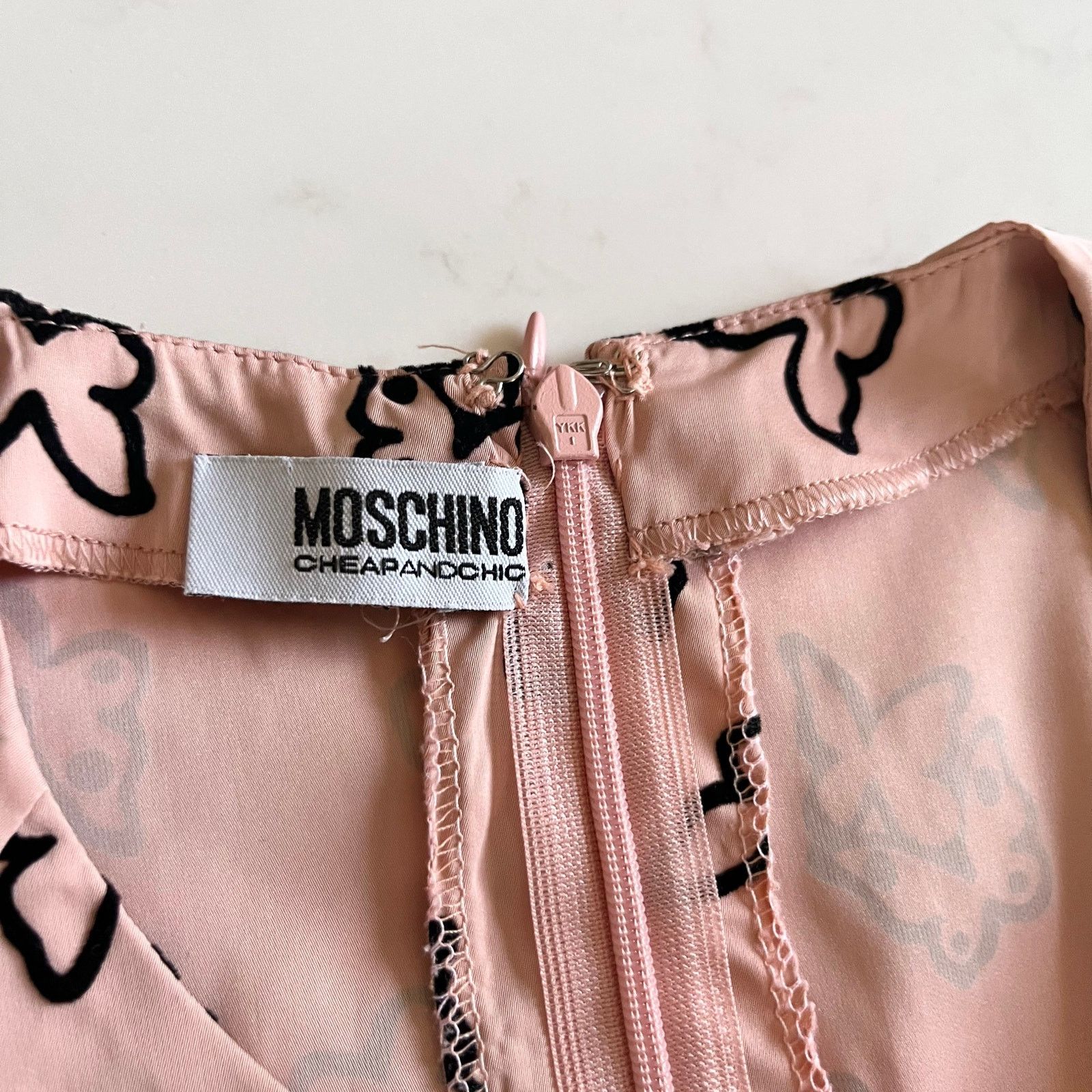Moschino Moschino Pink Black Butterfly Print Pleated Midi Dress Size M / US 6-8 / IT 42-44 - 2 Thumbnail