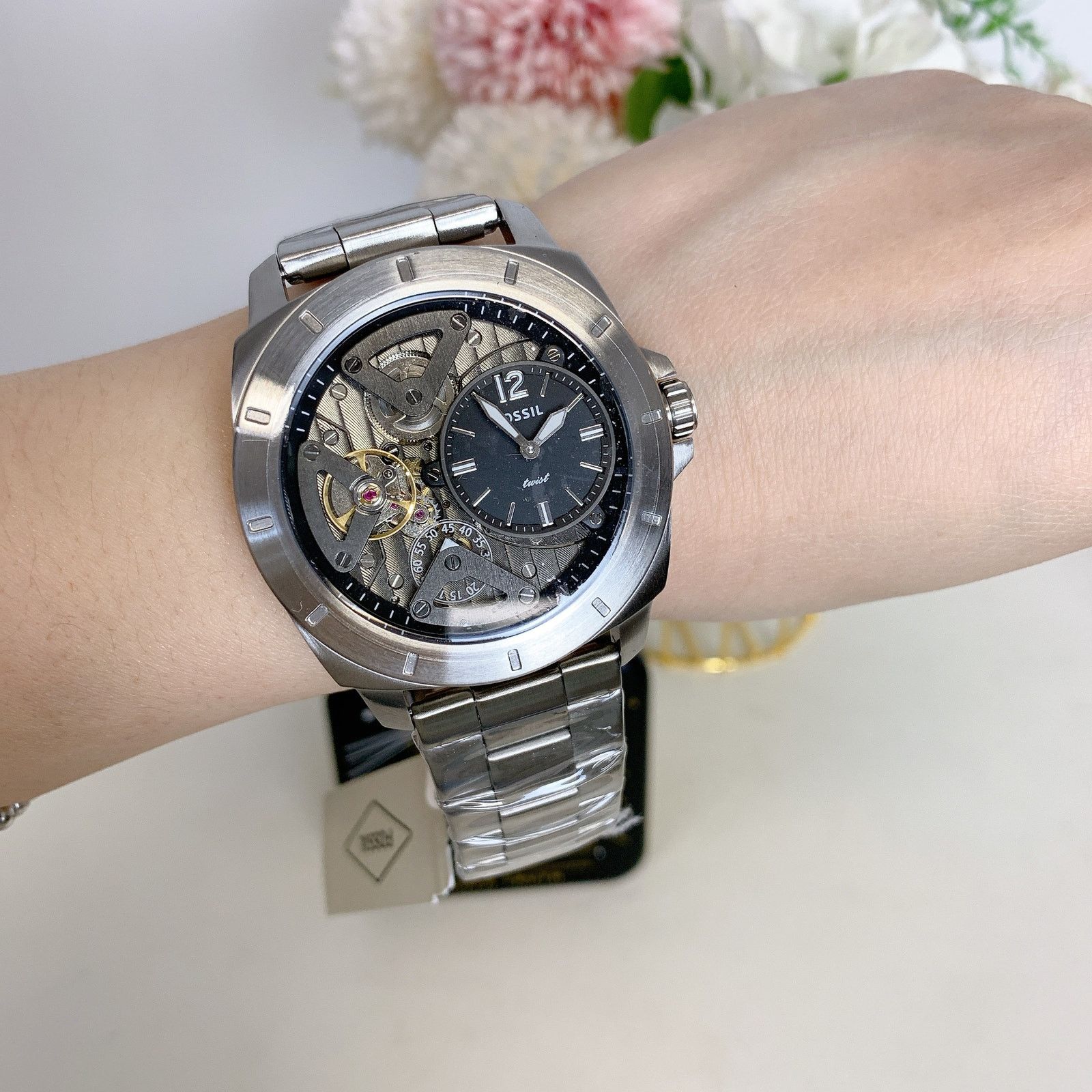 Vintage Fossil women’s twist dial watch, crystals, stainless H2O resistant. Fossil ES4647 Carlie Mini Three Hand Ladies Watch Case: 28mm  main image 2