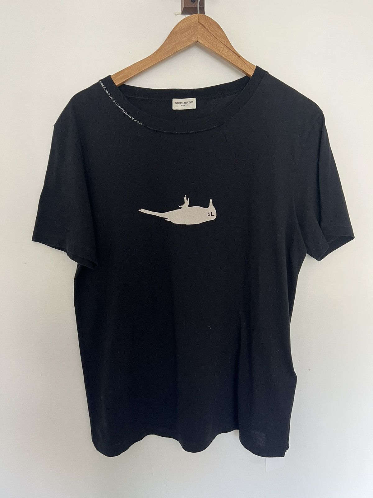 image of Saint Laurent Paris Bird Logo T in Black, Men's (Size XS)