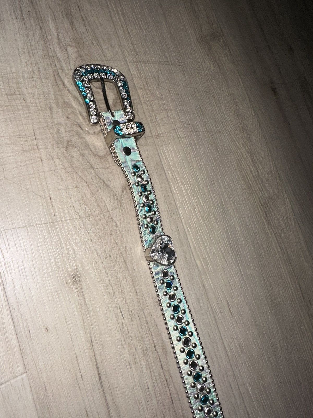 B.B. Simon BB SIMON Belt blue reptile heart crystal size XXL 36” Size ONE SIZE - 1 Thumbnail