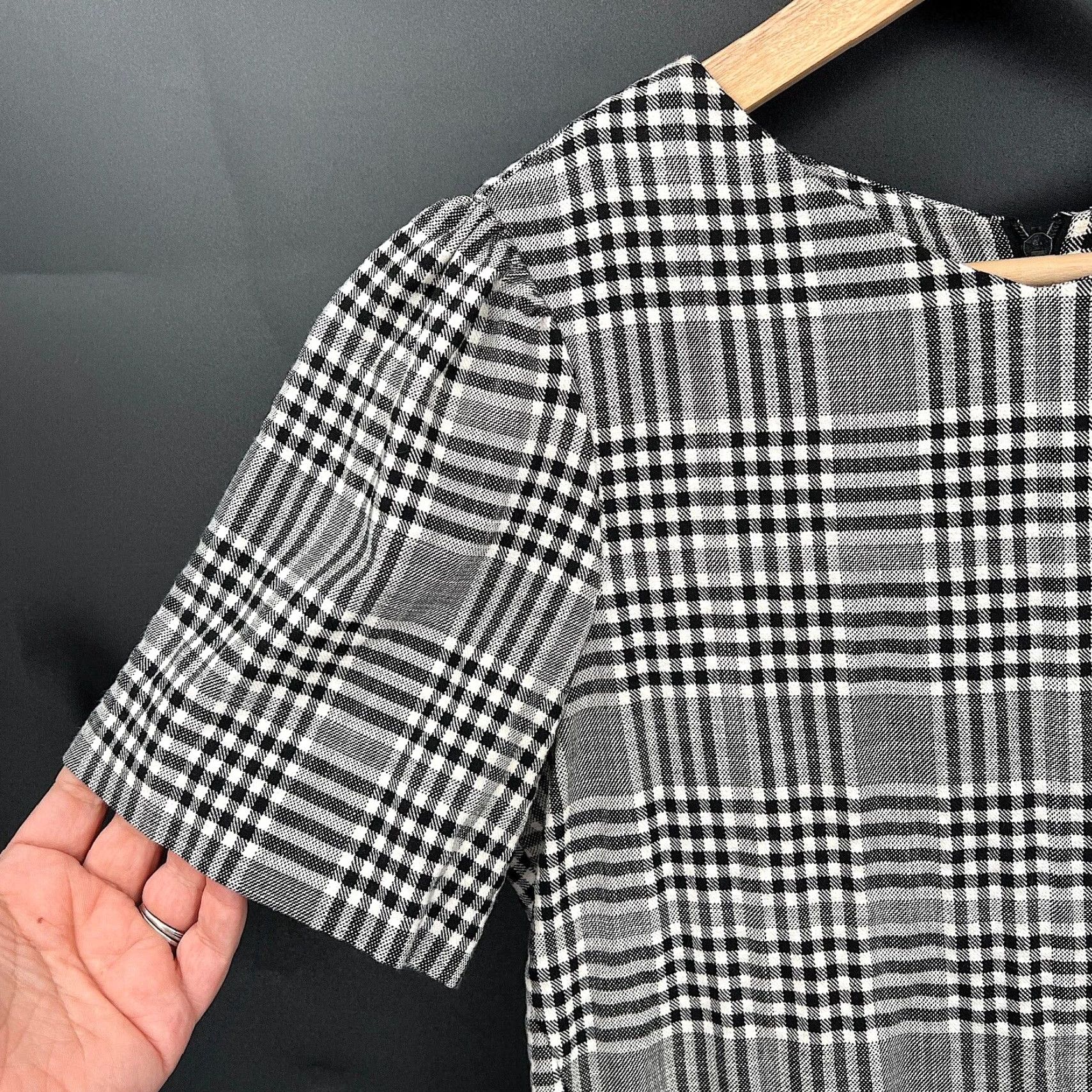 black and white checkered dress zara Black and White Plaid V-Neck Mini Dress main image 1