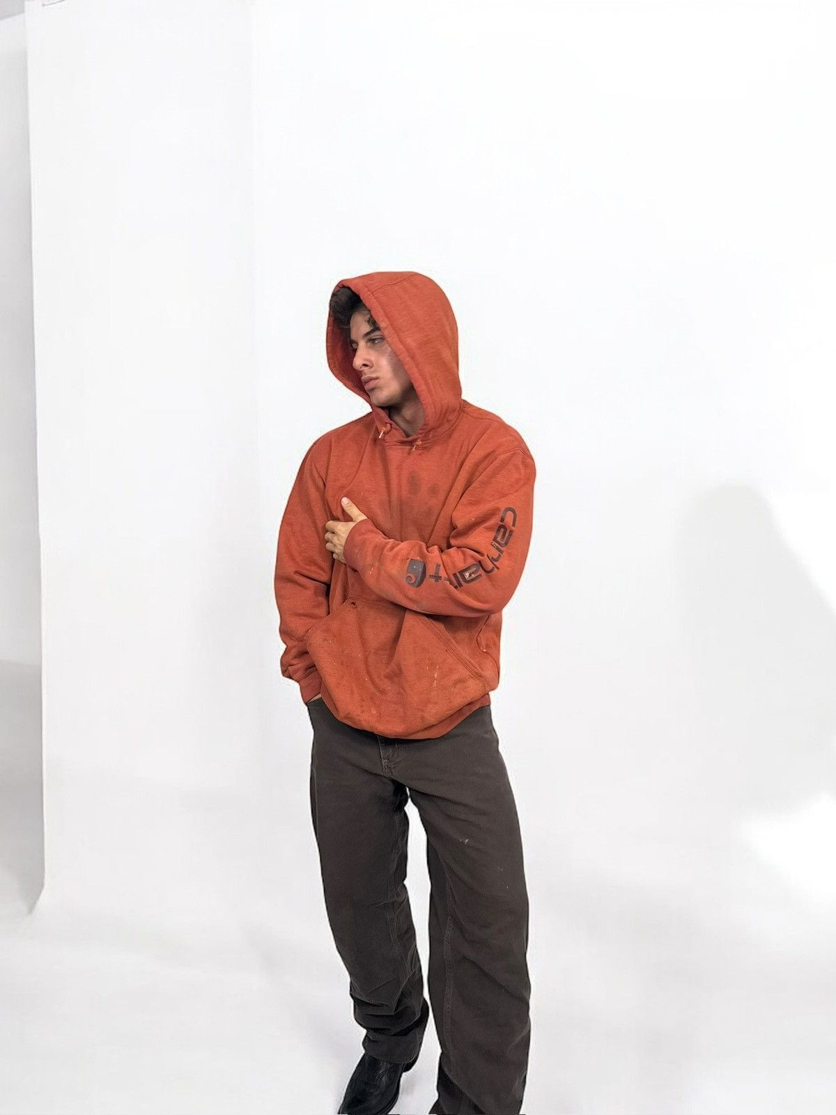 Carhartt × Vintage Vintage Faded Thrashed Carhartt Hoodie Size US L / EU 52-54 / 3 - 11 Thumbnail