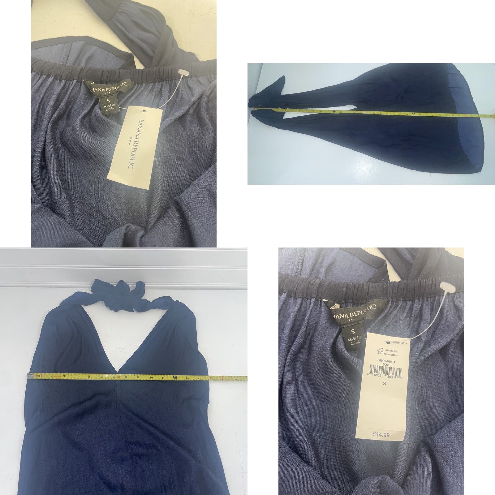 Banana Republic Banana Republic Blouse Sleeveless Tie Neck V-Neck Dark Blue NWT Small Women Regular Fit XS? Size S / US 4 / IT 40 - 8 Thumbnail
