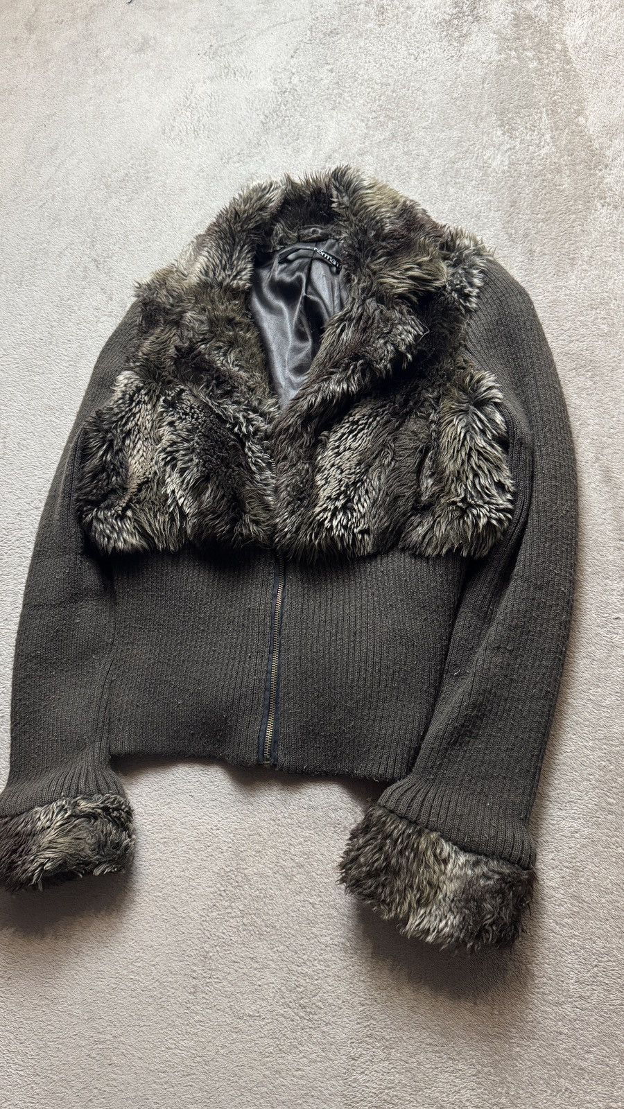 Hysteric Glamour Y2K Faux Fur Cable Knit Jacket lgb goa cdg gaultier punk Size M / US 6-8 / IT 42-44 - 3 Thumbnail
