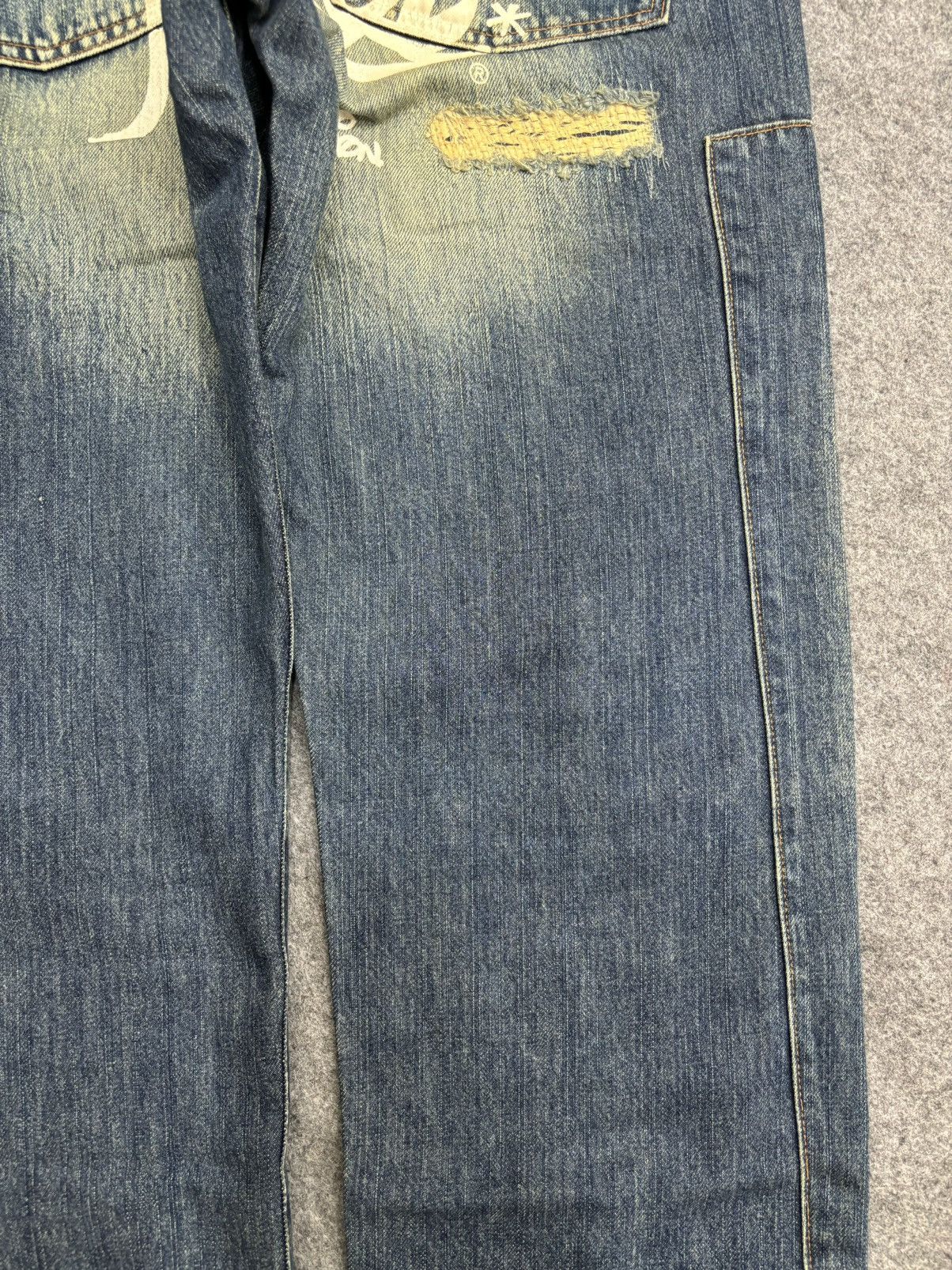 Designer 💥Denim Art💥Artisan MSG Sick Patchwork Stonewash Denim F553 Size US 31 - 16 Thumbnail
