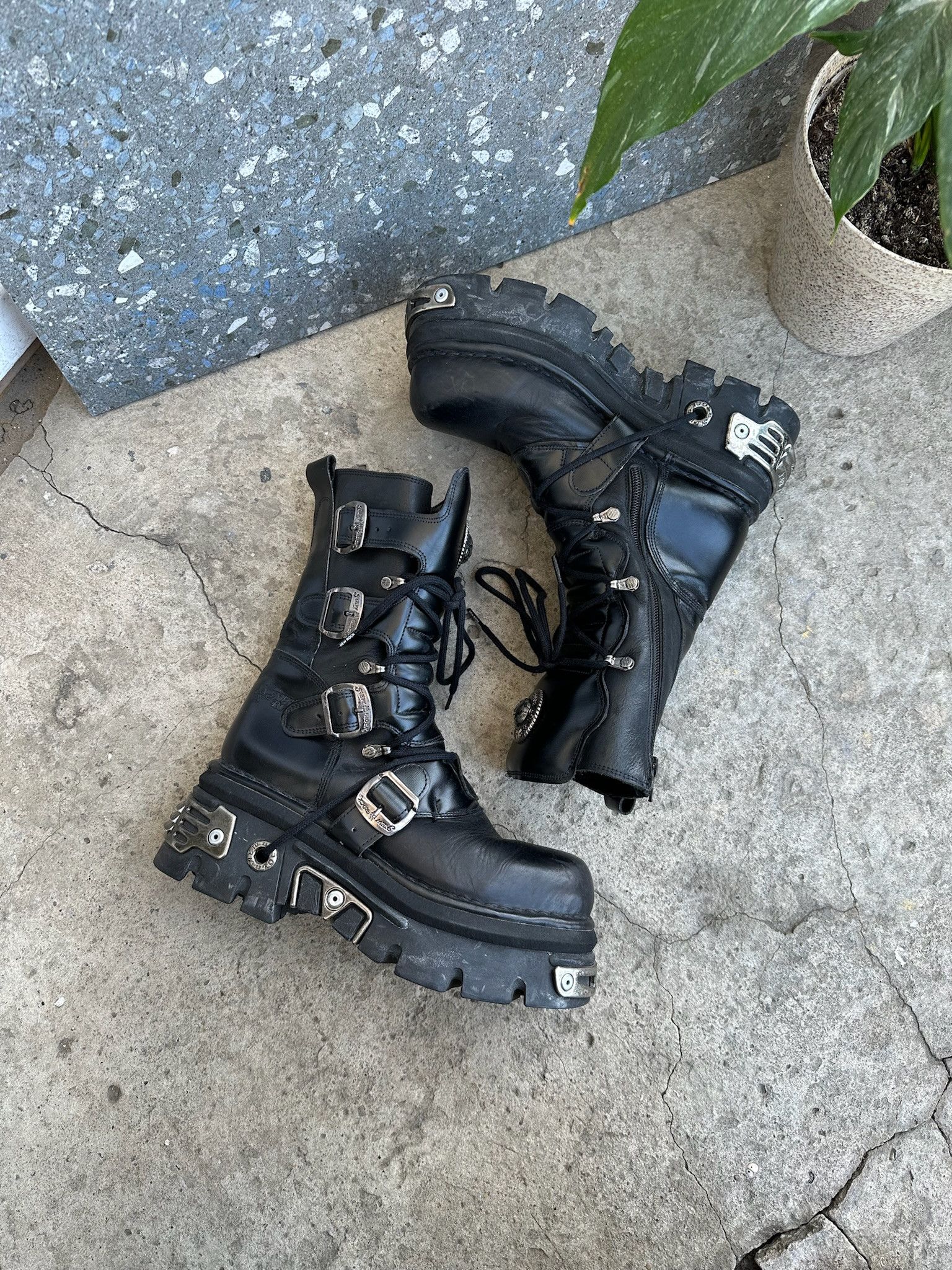 Designer × New Rock × Vintage New Rock Reactor Leather High Boots | Grailed