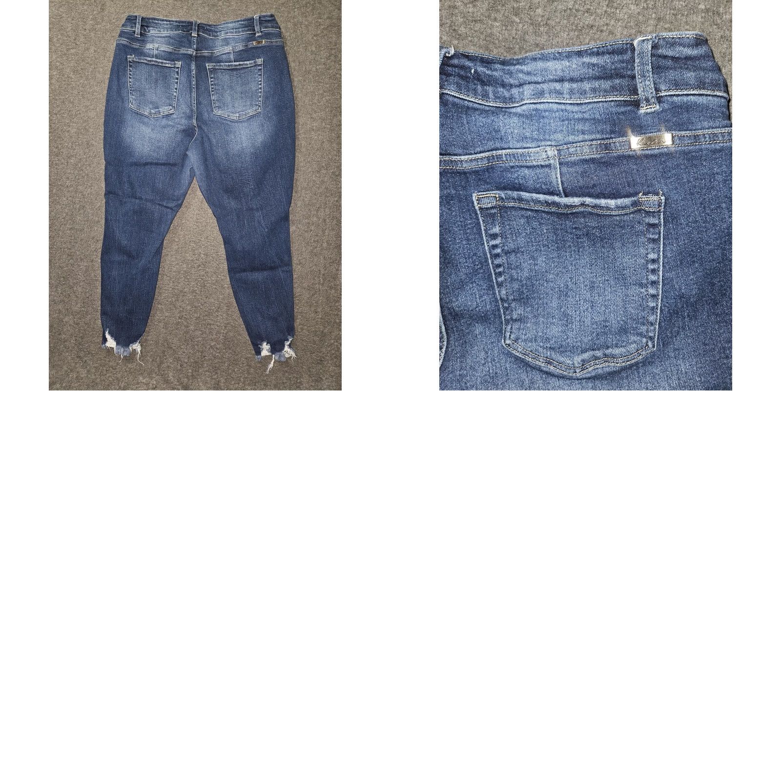 Vintage KanCan Jeans Womens 16 Medium Wash High Rise Skinny Distressed Raw Hem Denim Size 38" / US 16 / IT 52 - 8 Thumbnail