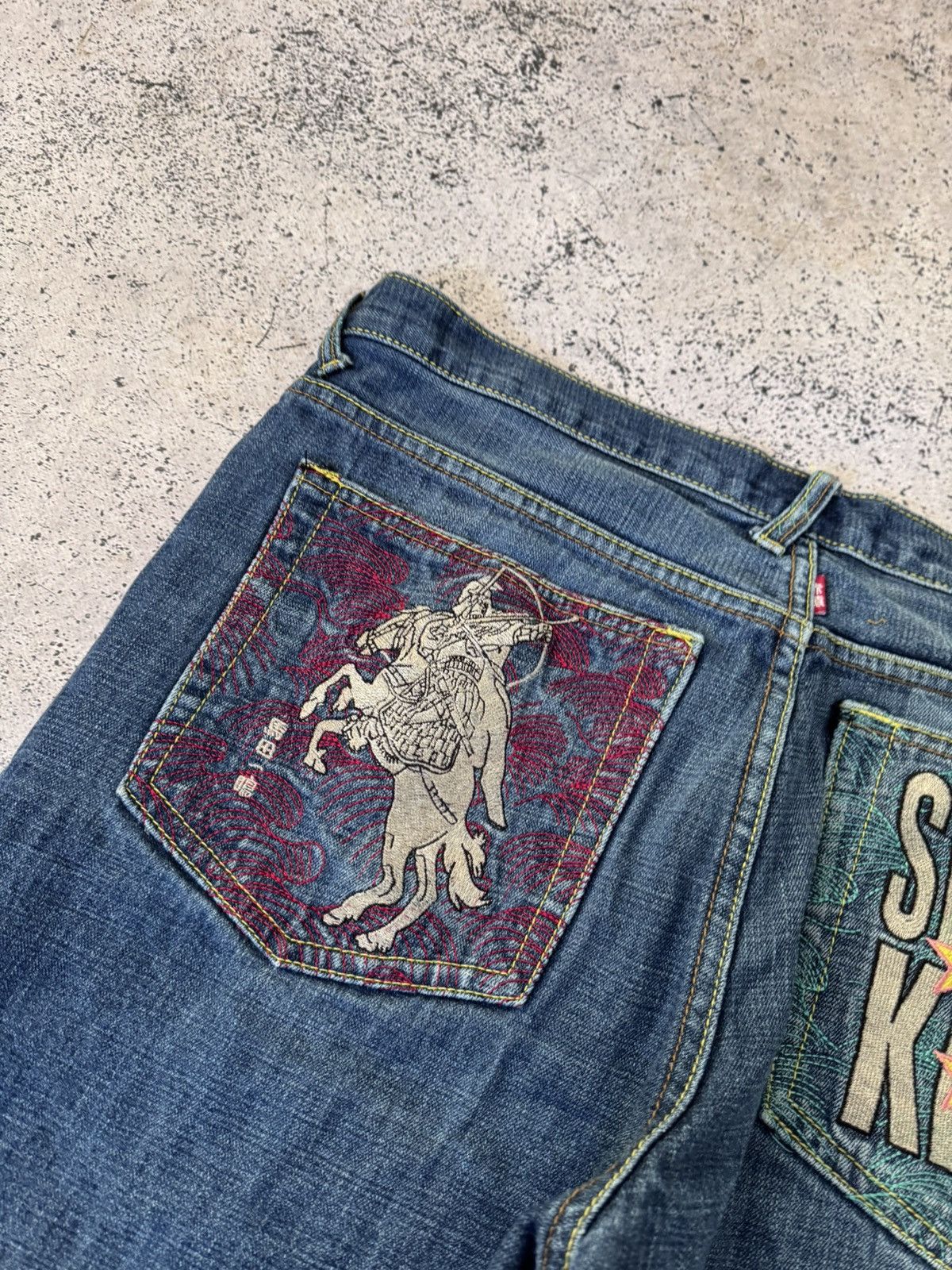 Japanese Brand Red Monkey Company SENSOUKIRAI size 36 baggy blueshort jeans Size US 36 / EU 52 - 4 Thumbnail