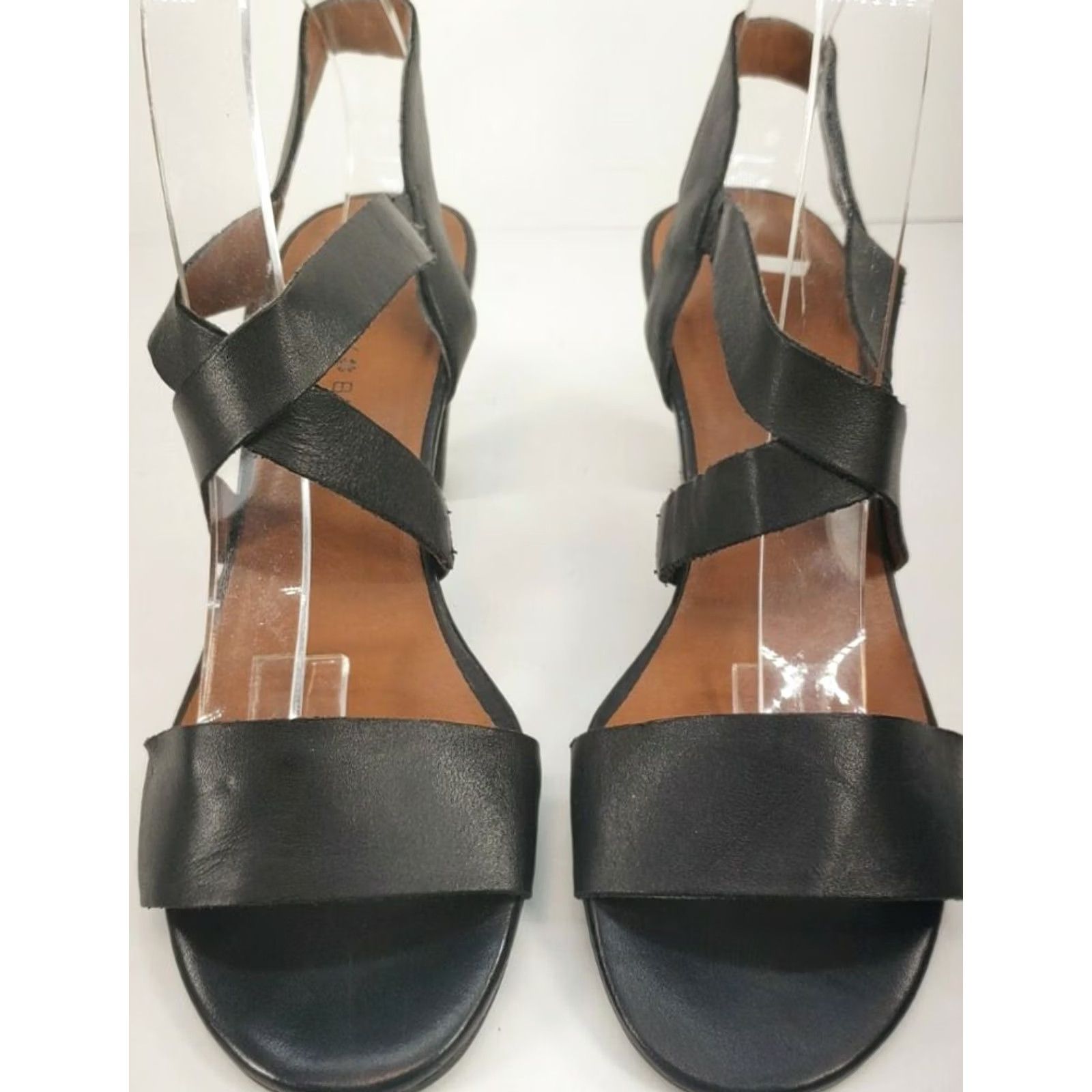 Lucky Brand Lucky Brand Women's Slingback Sandals Size 7.5 High Heel Open Toe Black Leather Heel Style Block Slingback Sandal Women Shoes Size US 8 / IT 38 - 3 Thumbnail