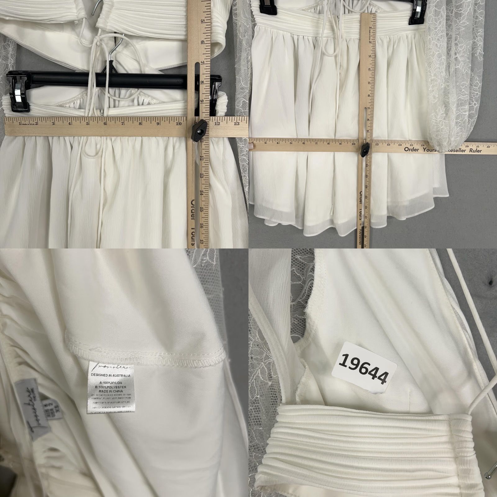 Vintage Twosisters The Label Dress Womens XS White Lace Cutout Cottage Coquette Bride Mini Fit & Flare White Lace Size XS / US 0-2 / IT 36-38 - 9 Thumbnail