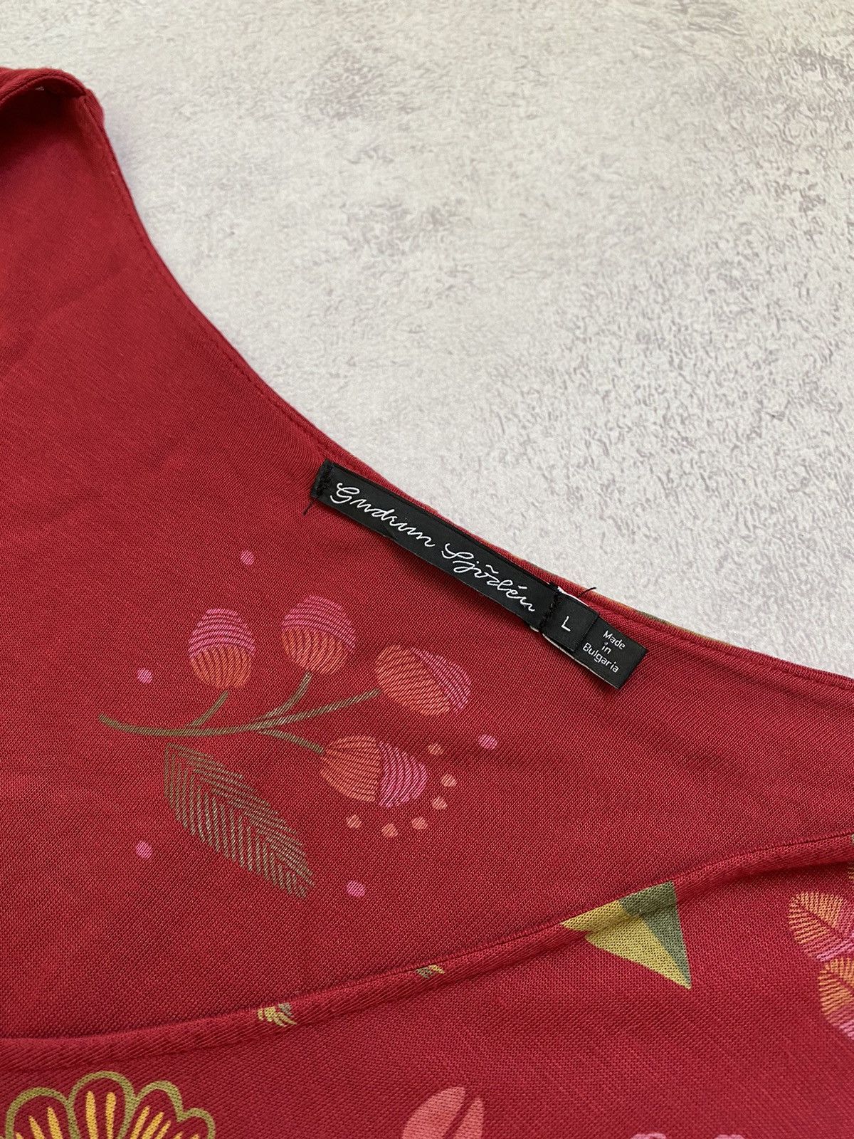 Gudrun Sjoden Gudrun Sjoden Red Floral Long Sleeve Maxi Dress Size L Size L / US 10 / IT 46 - 11 Thumbnail