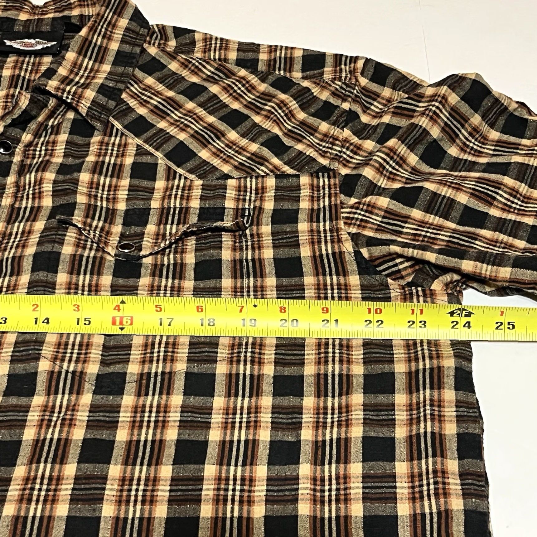 Harley Davidson Harley-Davidson Pearl Snap Shirt Men’s Large Brown Plaid Short Sleeve Button-Up Casual, Travel, Party/Cocktail Mens BD Size US L / EU 52-54 / 3 - 7 Thumbnail