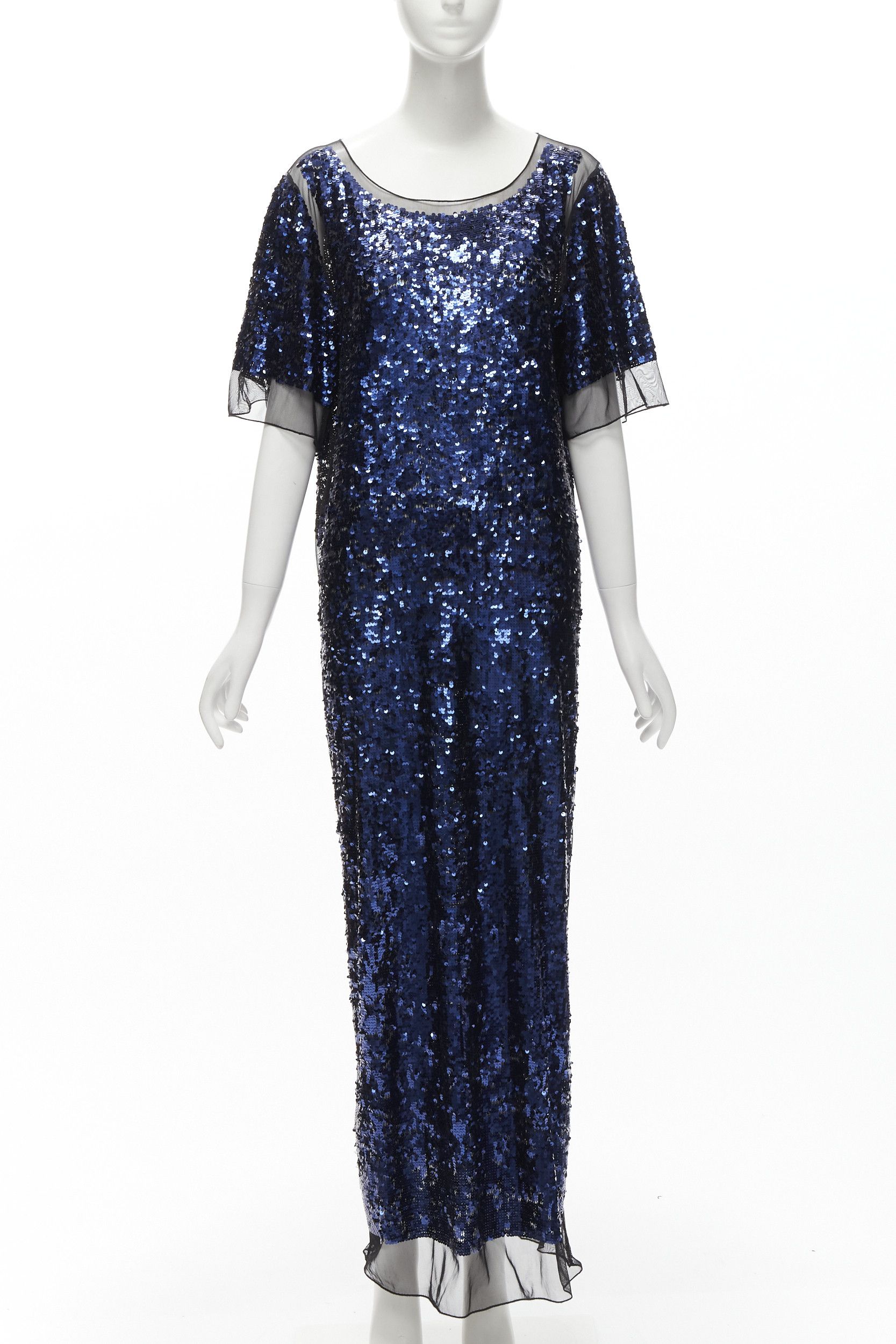By Malene Birger BY MALENE BIRGER blue sequins overlay black sheer evening gown dress M Size M / US 6-8 / IT 42-44 - 1 Thumbnail