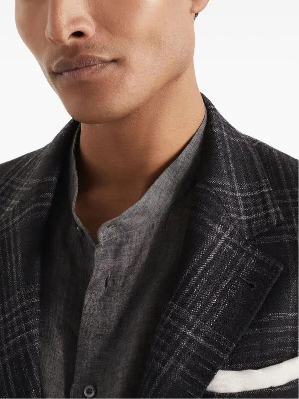 Brunello Cucinelli o1y0526 Single-breasted Blazer in Black/Gray Size US S / EU 44-46 / 1 - 2 Thumbnail