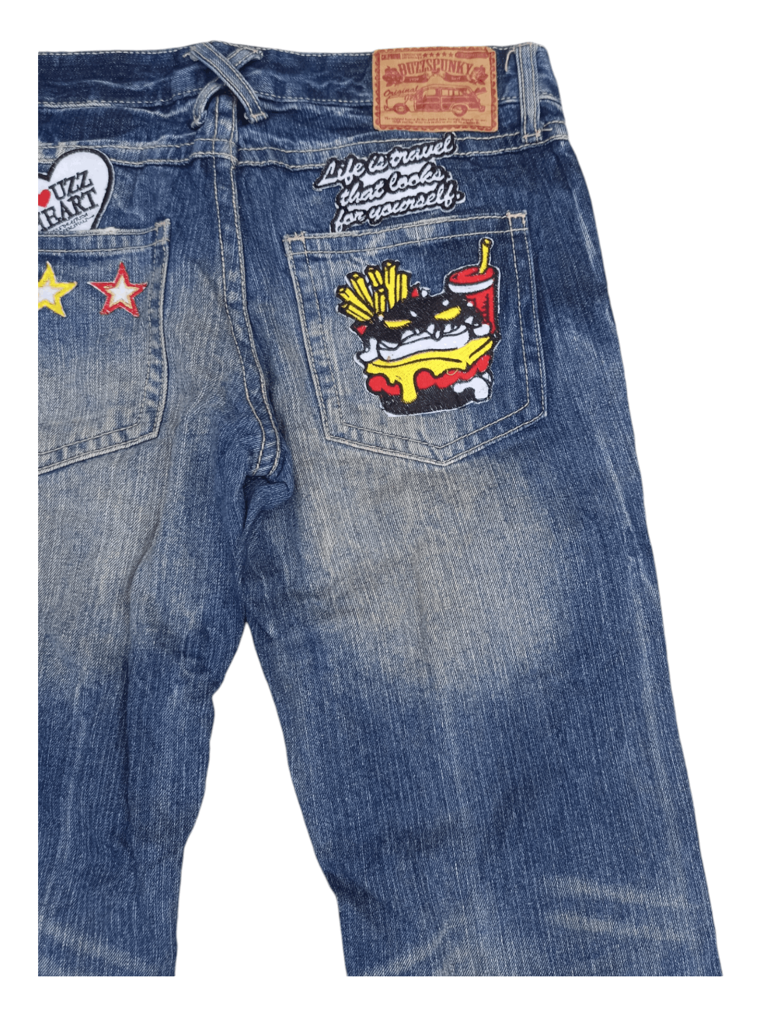 Japanese Brand BUZZSPUNKY Big Blowout Patched Distressed Flare Jeans Size US 29 - 12 Thumbnail