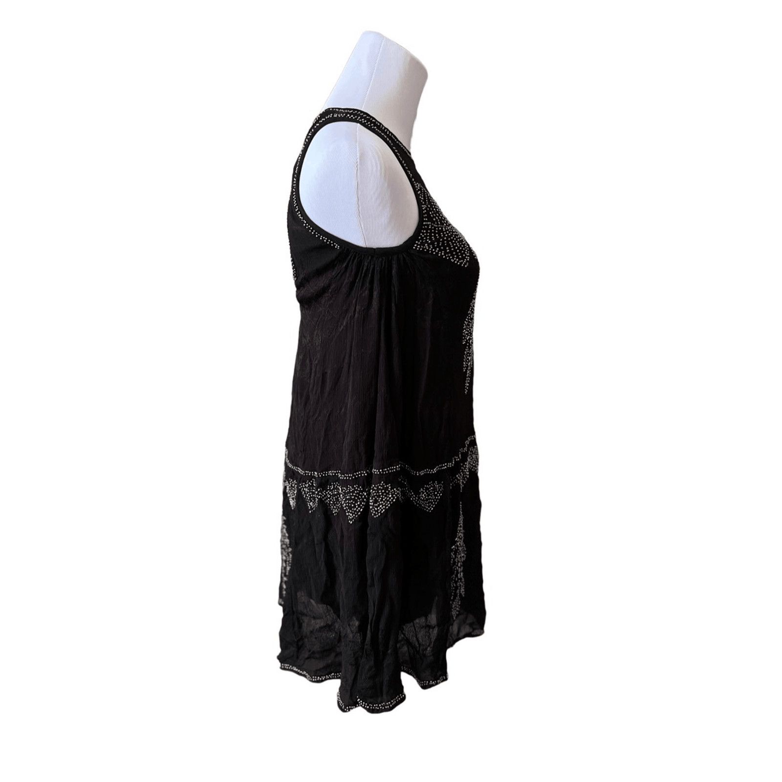Free People Free People Peasant Black Embellished Beaded Top XS NWOT Size XS / US 0-2 / IT 36-38 - 2 Thumbnail