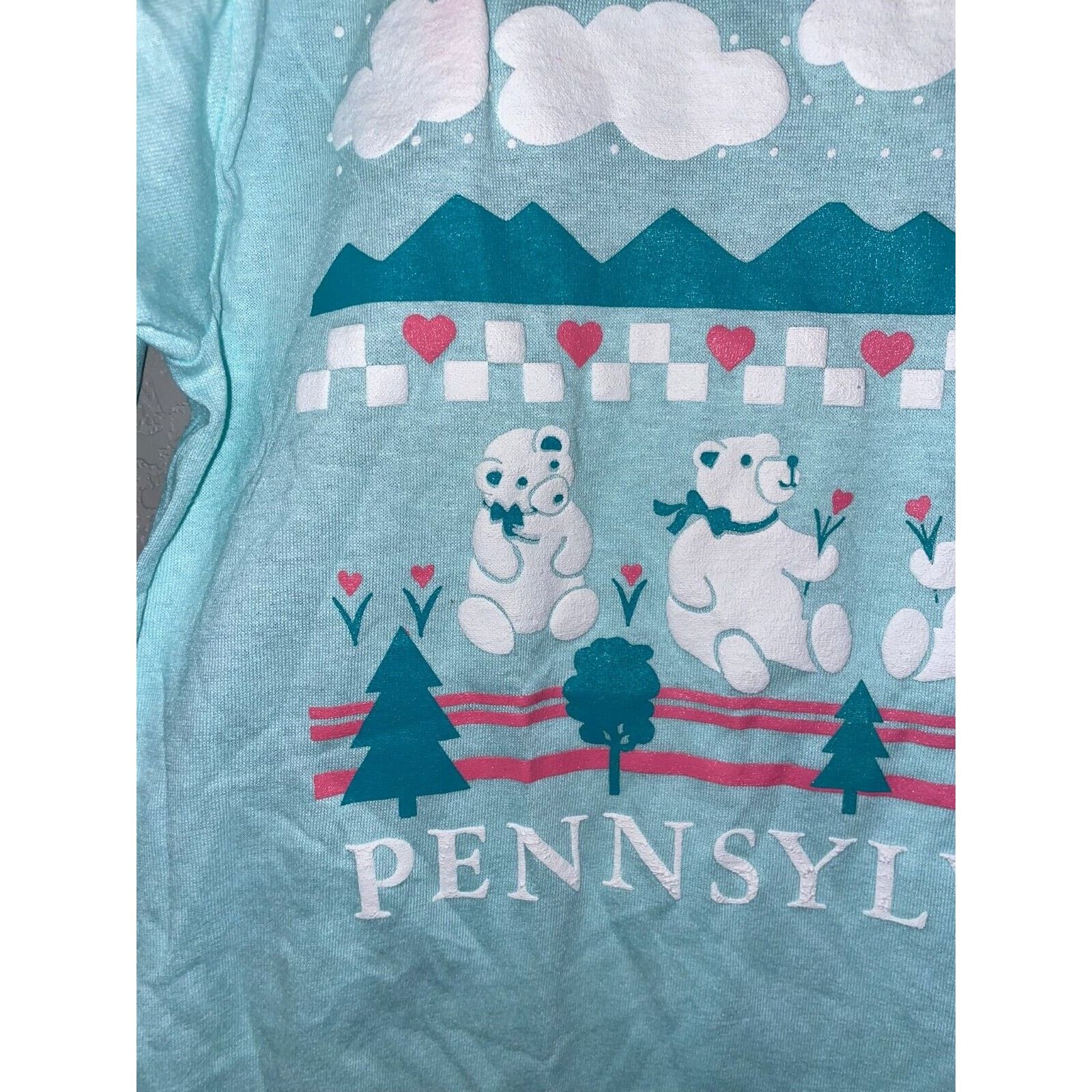 Jerzees 1980s Vintage Pennsylvania Shirt Teddy bear Blue Tee VTG M Size US S / EU 44-46 / 1 - 2 Thumbnail