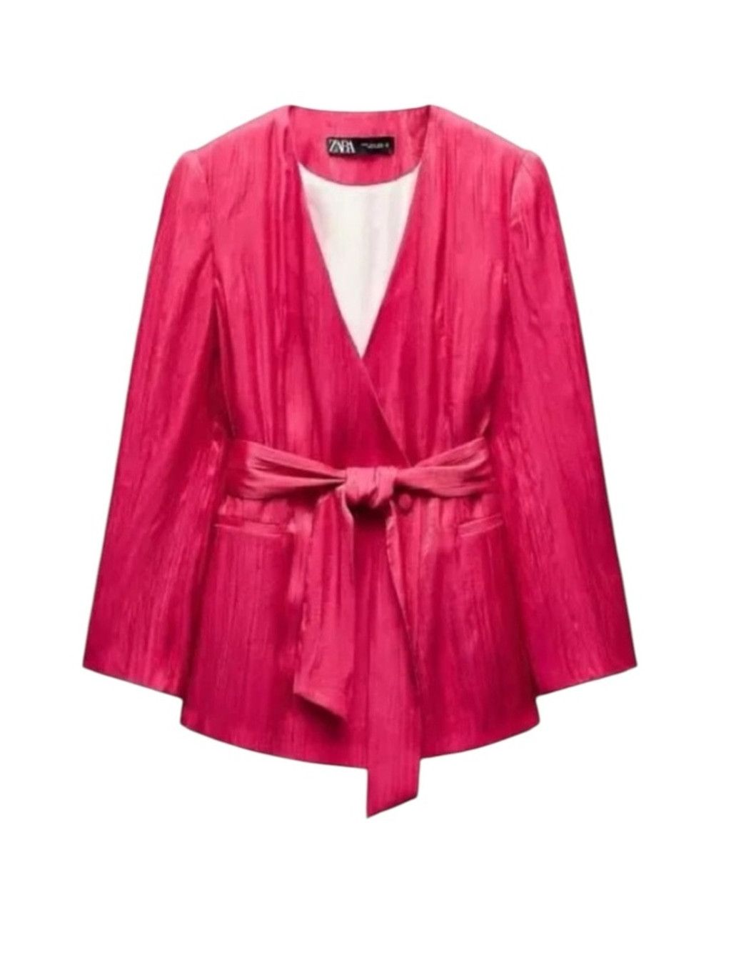 Zara ZARA Blazer Wrinkle Effect Belted fuchsia M Dopamine Glam Size M / US 6-8 / IT 42-44 - 3 Thumbnail