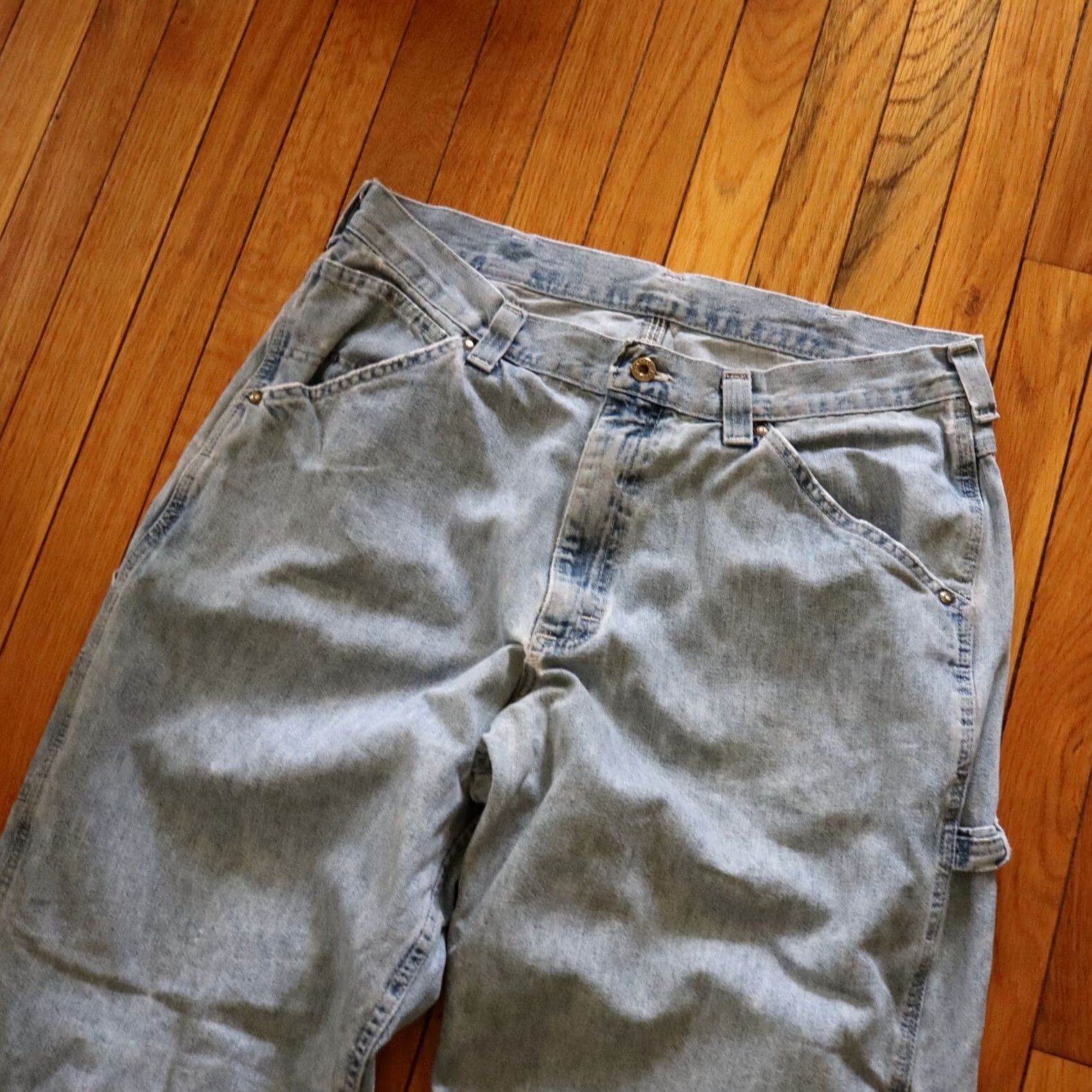 Lee VINTAGE Lee carpenter jeans 35x33 blue light wash 5-pocket denim workwear jeans Mens 70s 80s 90s Y2K baggy distressed wear-tested ready to wear Size US 35 - 3 Thumbnail