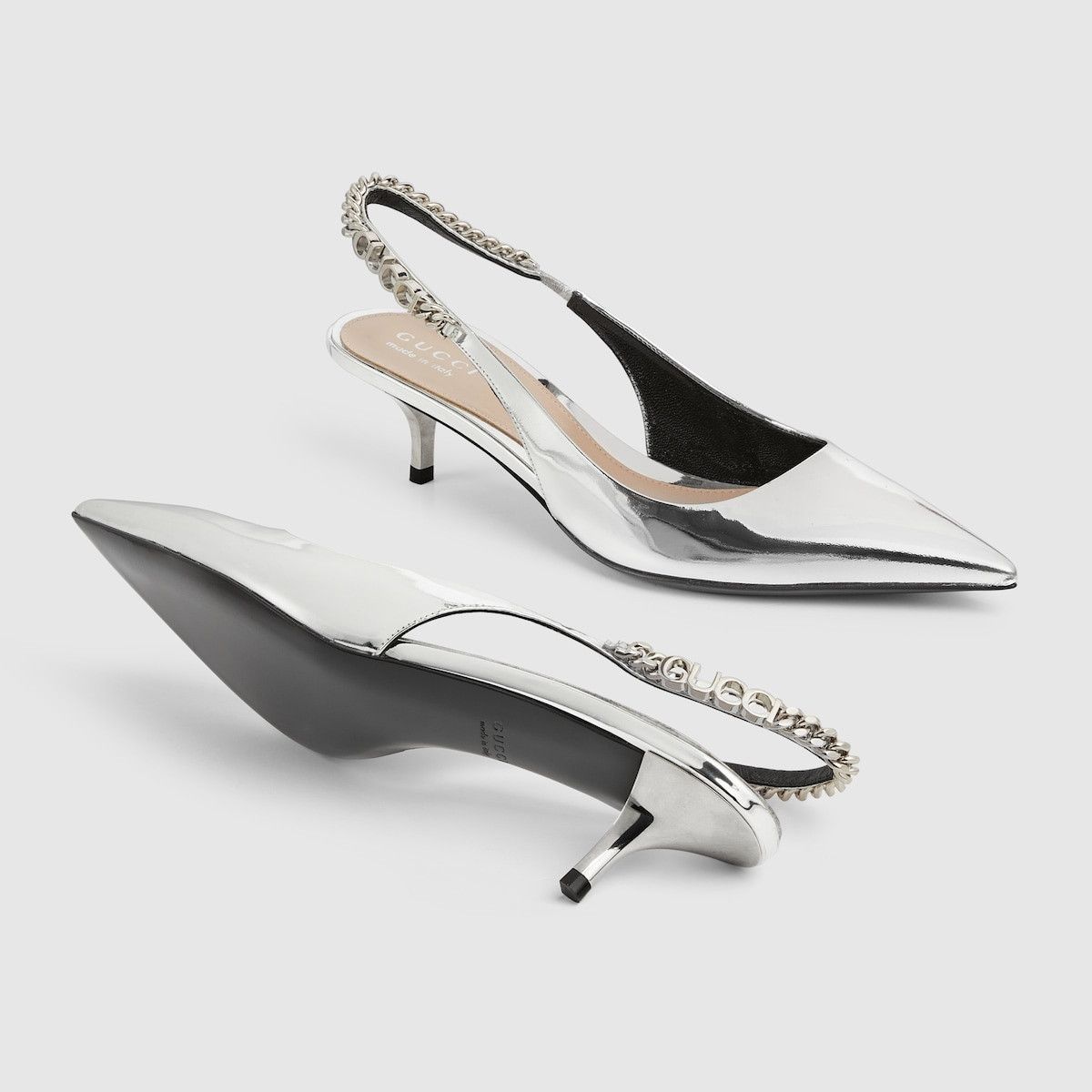 Gucci oc11z1025 Signoria Slingback Pumps in Silver Metallic Size US 8 / IT 38 - 6 Thumbnail