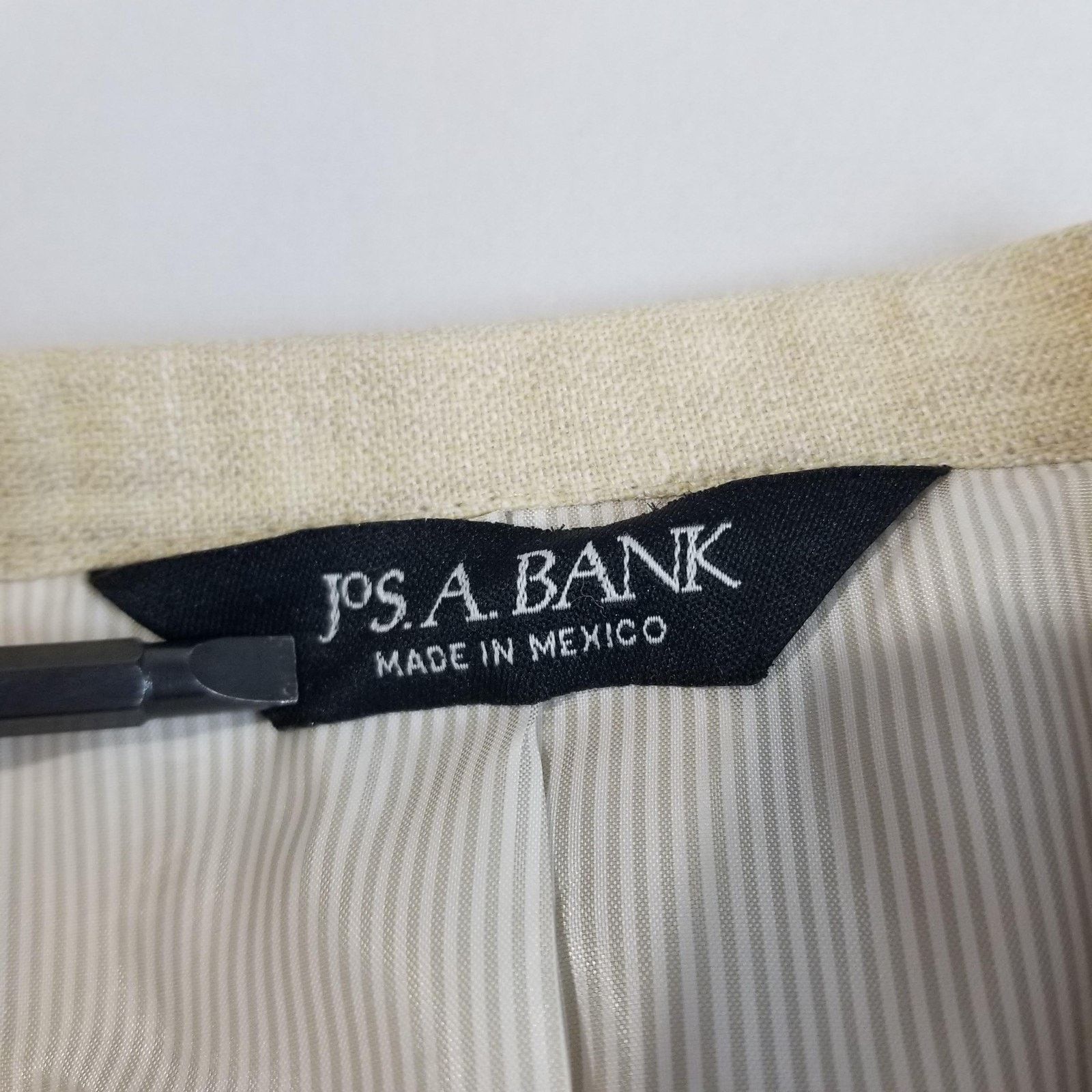 Jos. A. Bank Jos A Bank Blazer Mens 41R Beige Linen Wool Sport Coat Size 40R - 4 Thumbnail