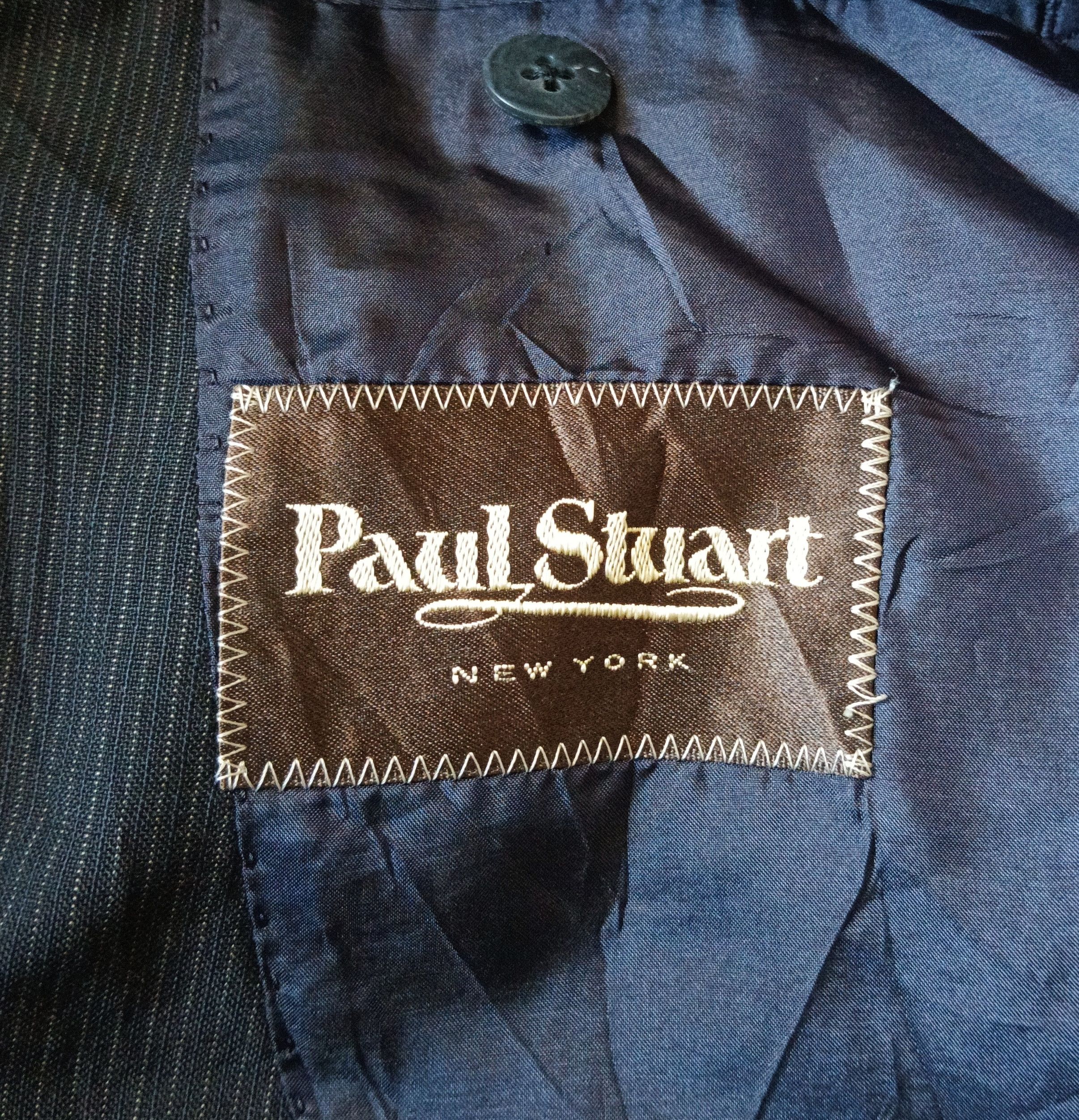 Paul Stuart × Vintage Vintage Paul Stuart Blazer Black Striped Size 48L - 2 Thumbnail
