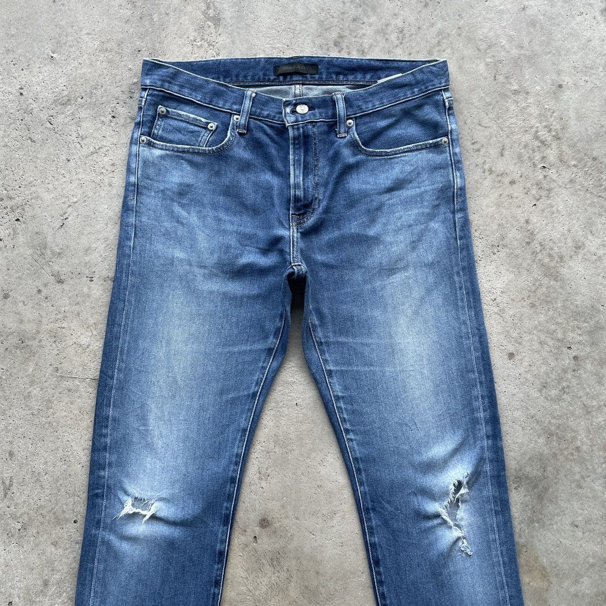 Japanese Brand Vintage Distressed Japanese Faded Denim Jeans Pants W33 Size US 33 - 3 Thumbnail