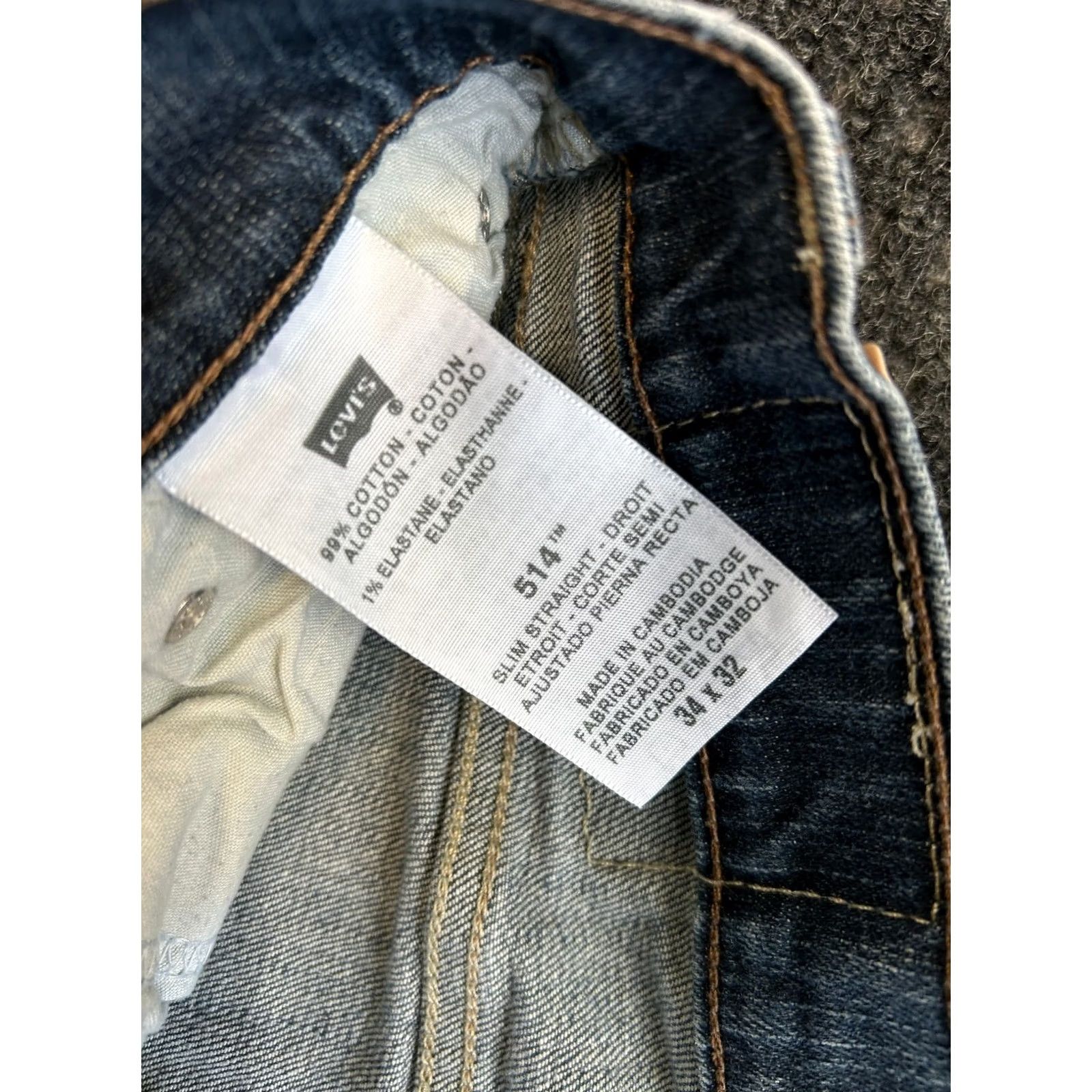 Levi's VINTAGE Levi’s 514 Jeans Slim Straight Mens 34 x 32 Blue Distressed Whiskering Jeans Brown? Size US 34 / EU 50 - 6 Thumbnail