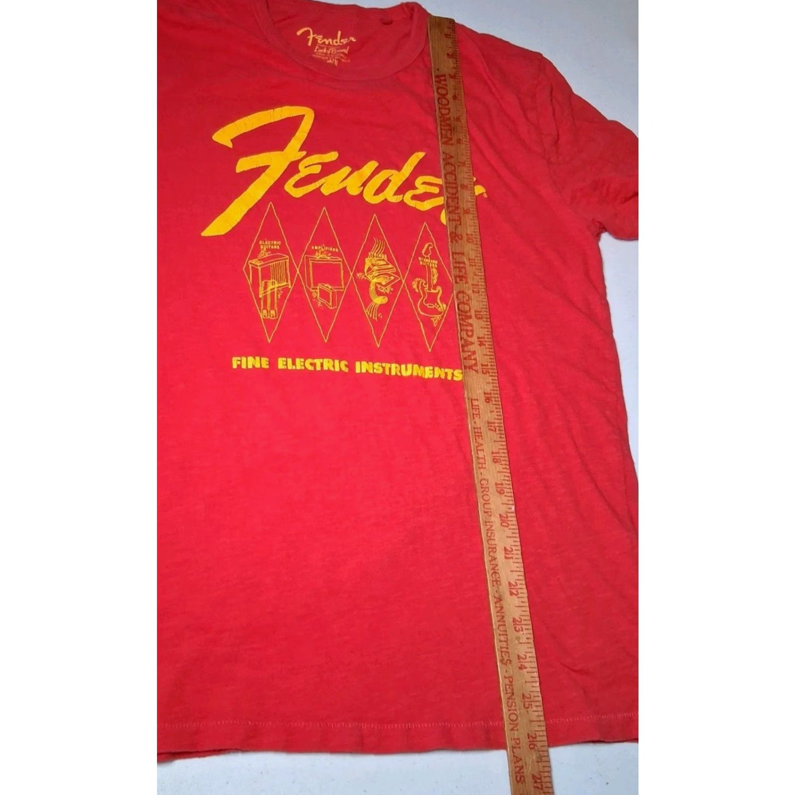 Lucky Brand Lucky Brand Fender Shirt T-Shirt Crew Neck Short Sleeve Red Cotton Graphic Music Guitar Amps Strings Distressed Mens M Size US M / EU 48-50 / 2 - 5 Thumbnail