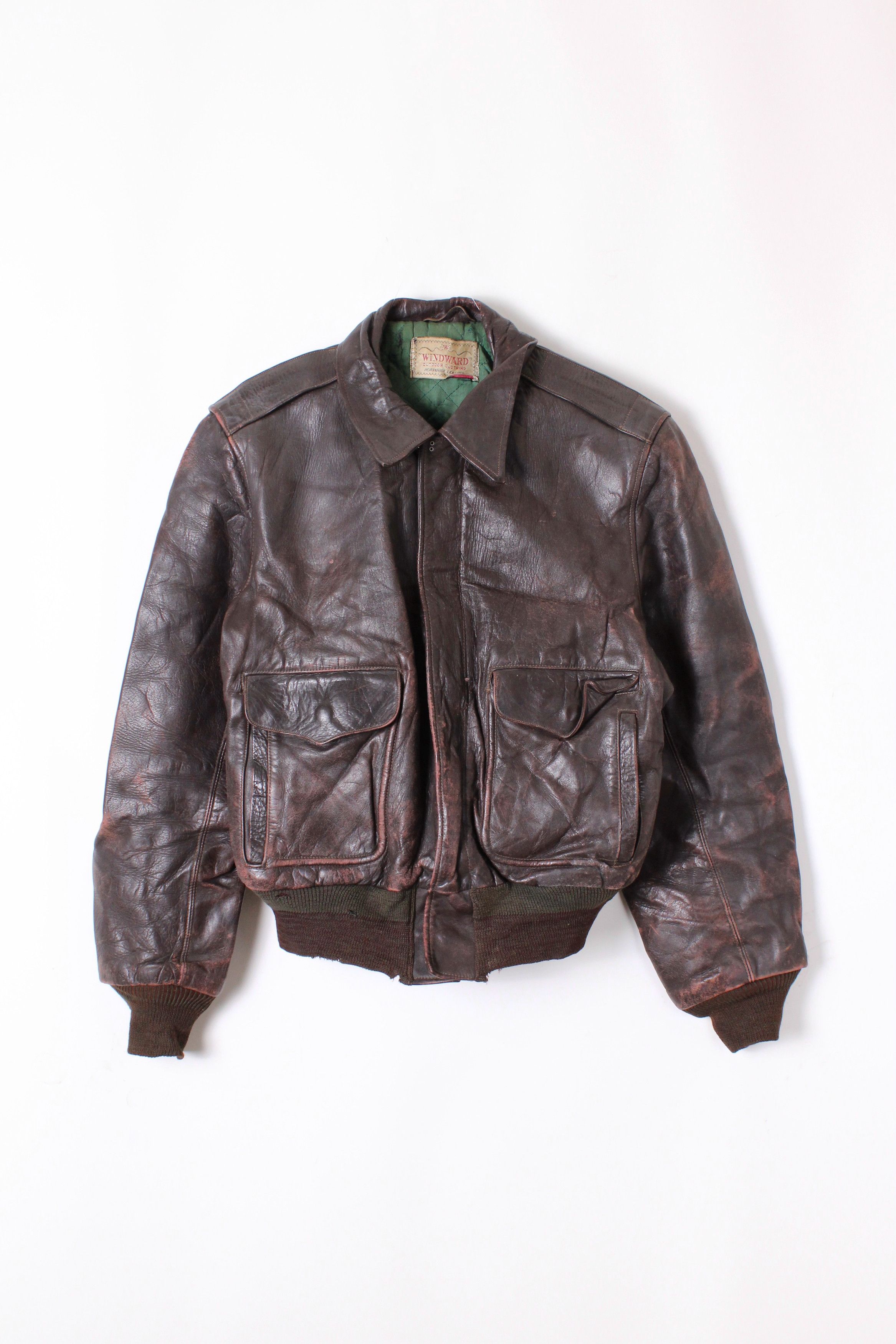VTG 50s Horsehide Leather Jacket Windward Moto Biker Flight