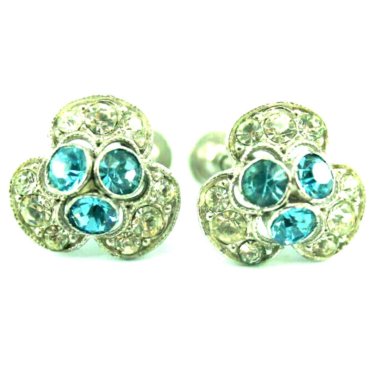 Other Bugoff Blue & White Rhinestone Earrings • Screw Back Size ONE SIZE - 1 Thumbnail