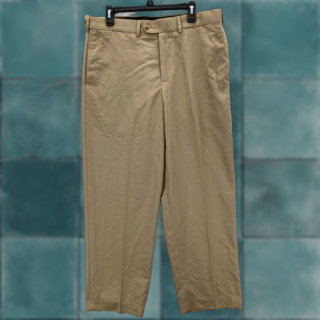 Croft & Barrow Croft & Barrow Mens 36x30 Brown Microfiber Wrinkle Resistant Pants Flat Front Casual Chino Straight Pockets Easy Care Mens Reg Size US 36 / EU 52 - 1 Thumbnail