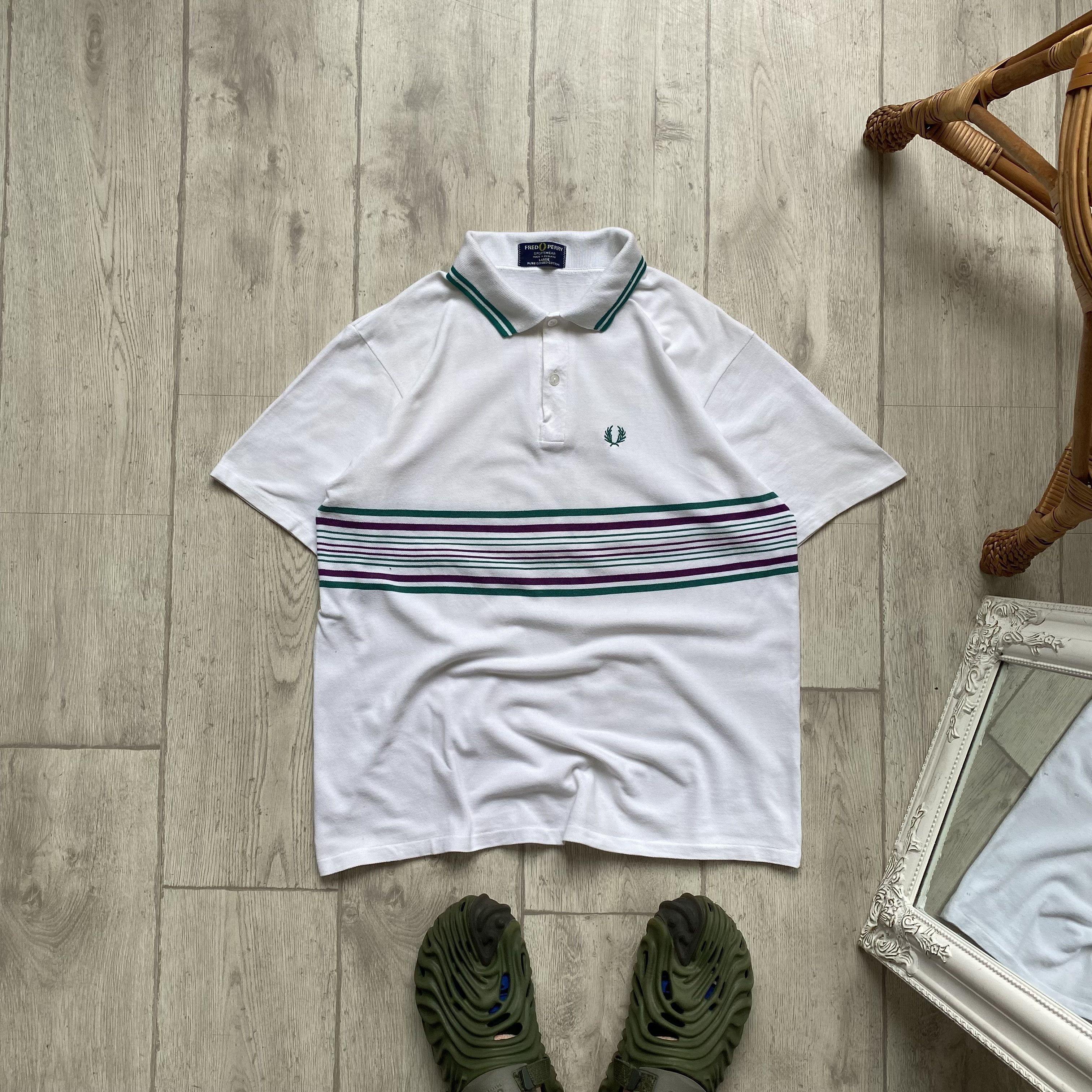 Fred Perry stussy polo shirt サイズ42 Fred Perry Stussy Polo Shirt Short Sleeve Logo Back Print 42