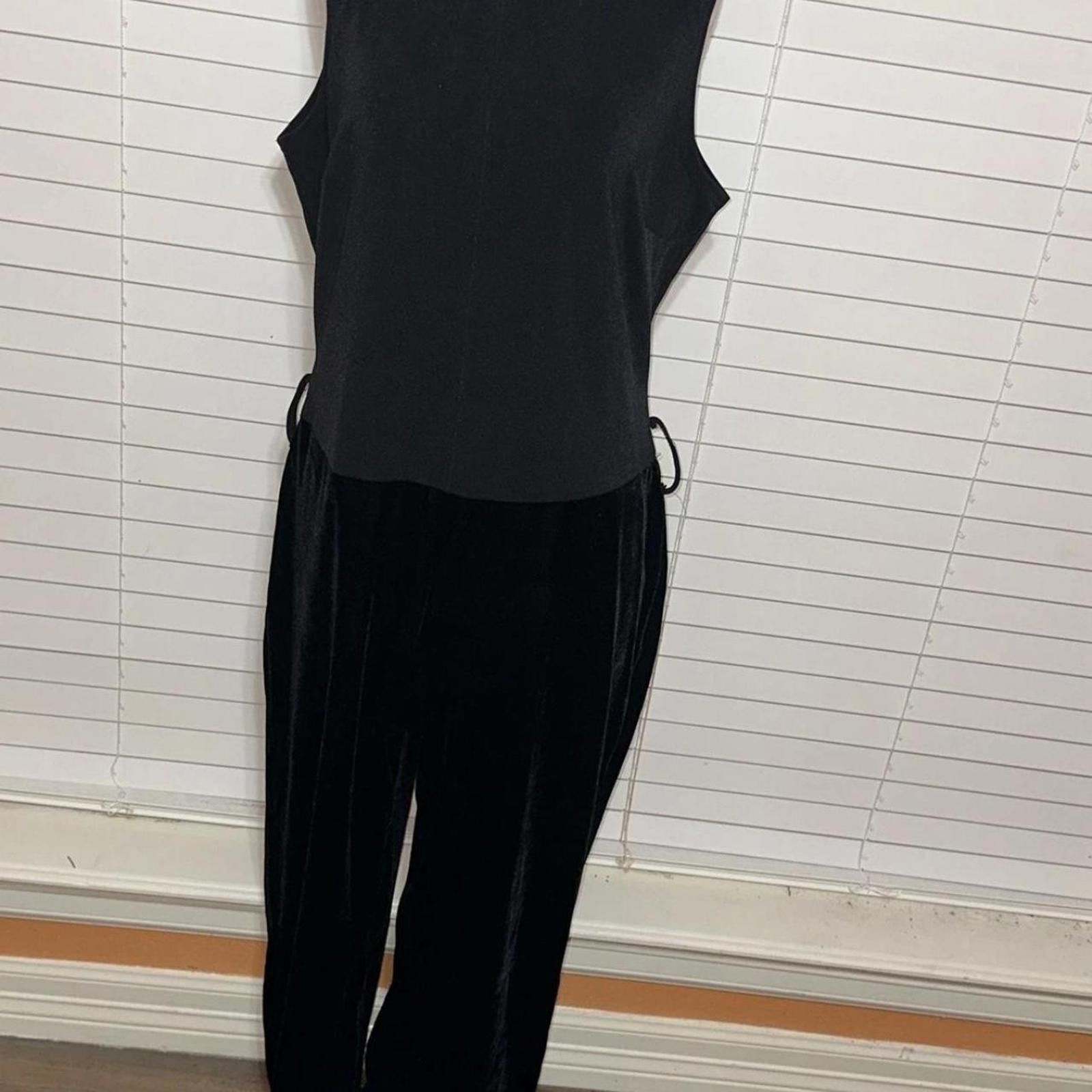 Other Black velvet jumpsuit with side tie detail #velvetjumpsuit Size 40" / US 18 - 2 Thumbnail