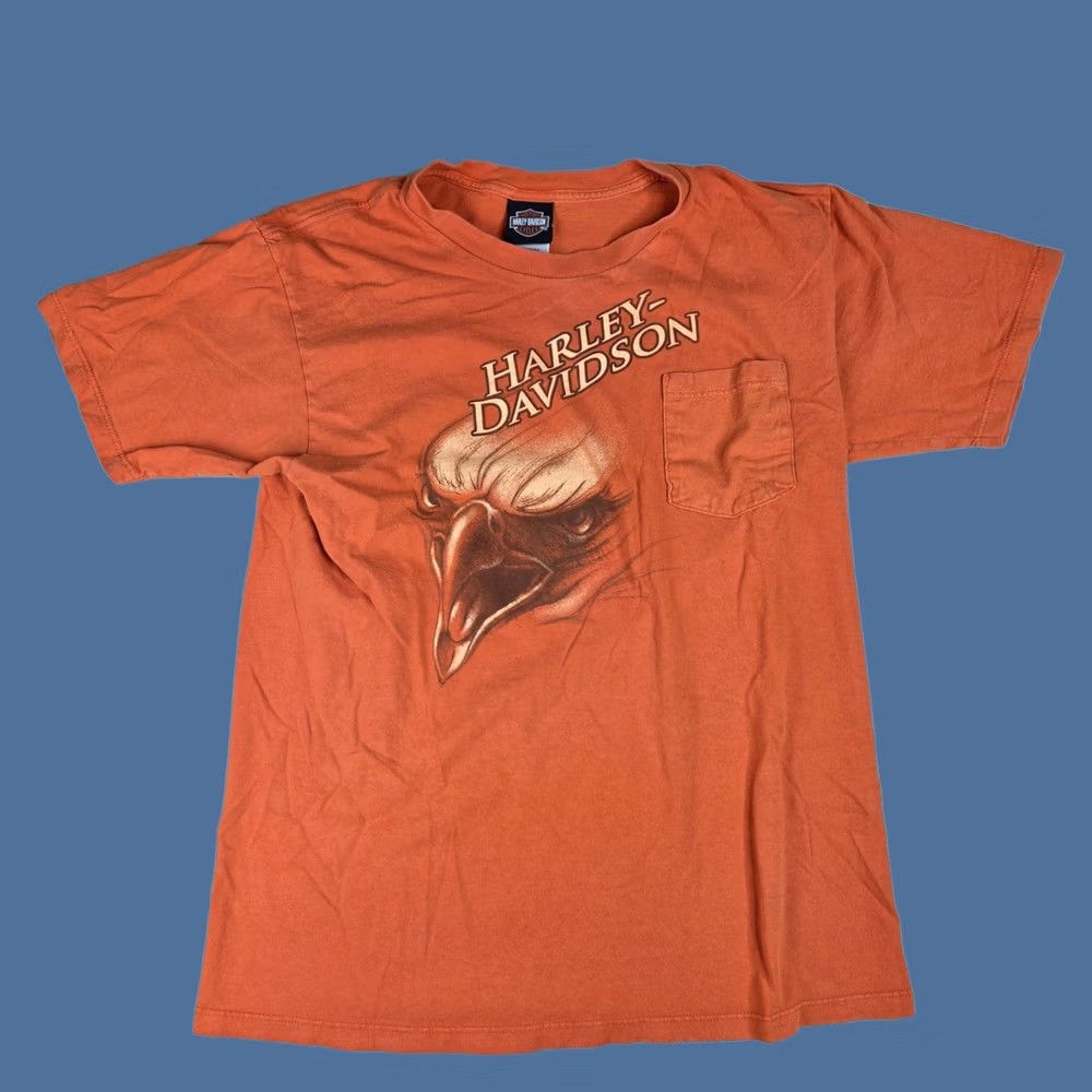 Harley Davidson VINTAGE Harley-Davidson Shirt Mens L Orange Eagle Kuwait Pocket Made USA 90s Size US L / EU 52-54 / 3 - 1 Thumbnail