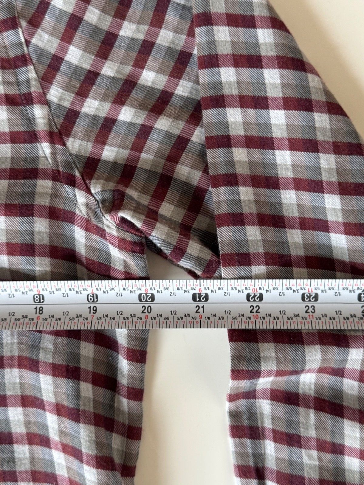 Canali Canali Medium Button Down Red Grey Flannel Cotton Size US M / EU 48-50 / 2 - 4 Thumbnail