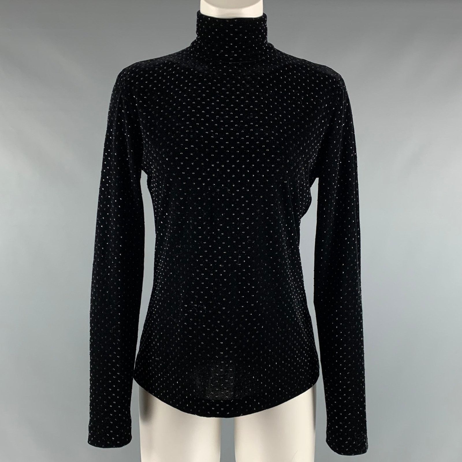 Akris AKRIS Size 8 Black Polyester Beaded Turtleneck Dress Top Size M / US 6-8 / IT 42-44 - 1 Thumbnail