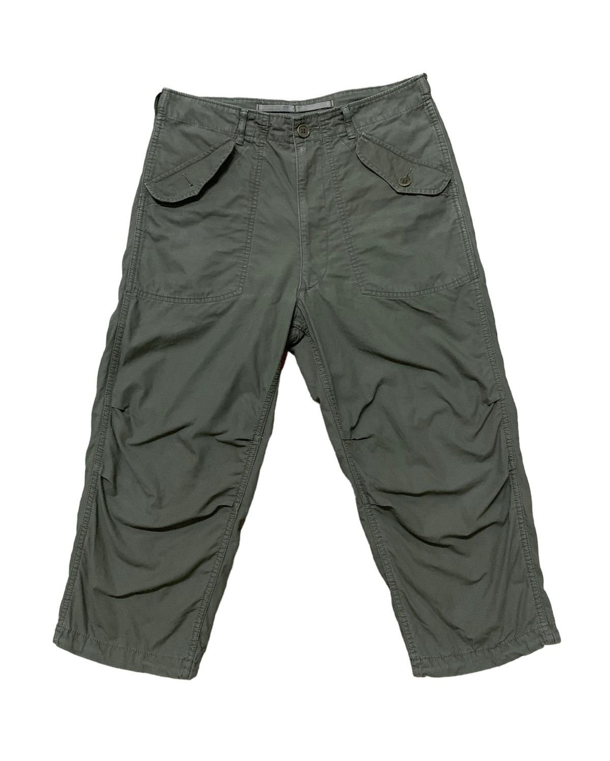 Comme des Garcons Homme × Rei Kawakubo CDG HOMME adjustable waist cotton 3Q pant Green Army Size US 31 - 2 Thumbnail