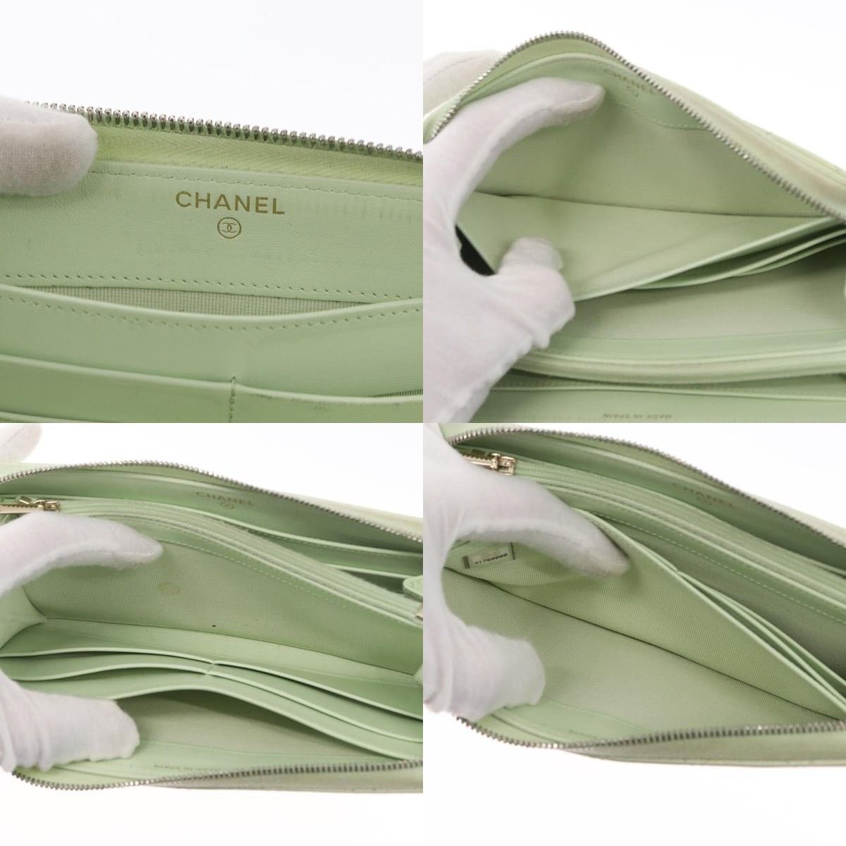 Chanel Chanel Long Wallet Caviar Skin Green Gold CC Size ONE SIZE - 7 Thumbnail