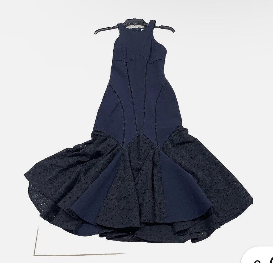 Jonathan Simkhai JONATHAN SIMKHAI BLUE/ BLACK EYELETMIDI DRESS SIZE:O $1290 Size XS / US 0-2 / IT 36-38 - 7 Thumbnail