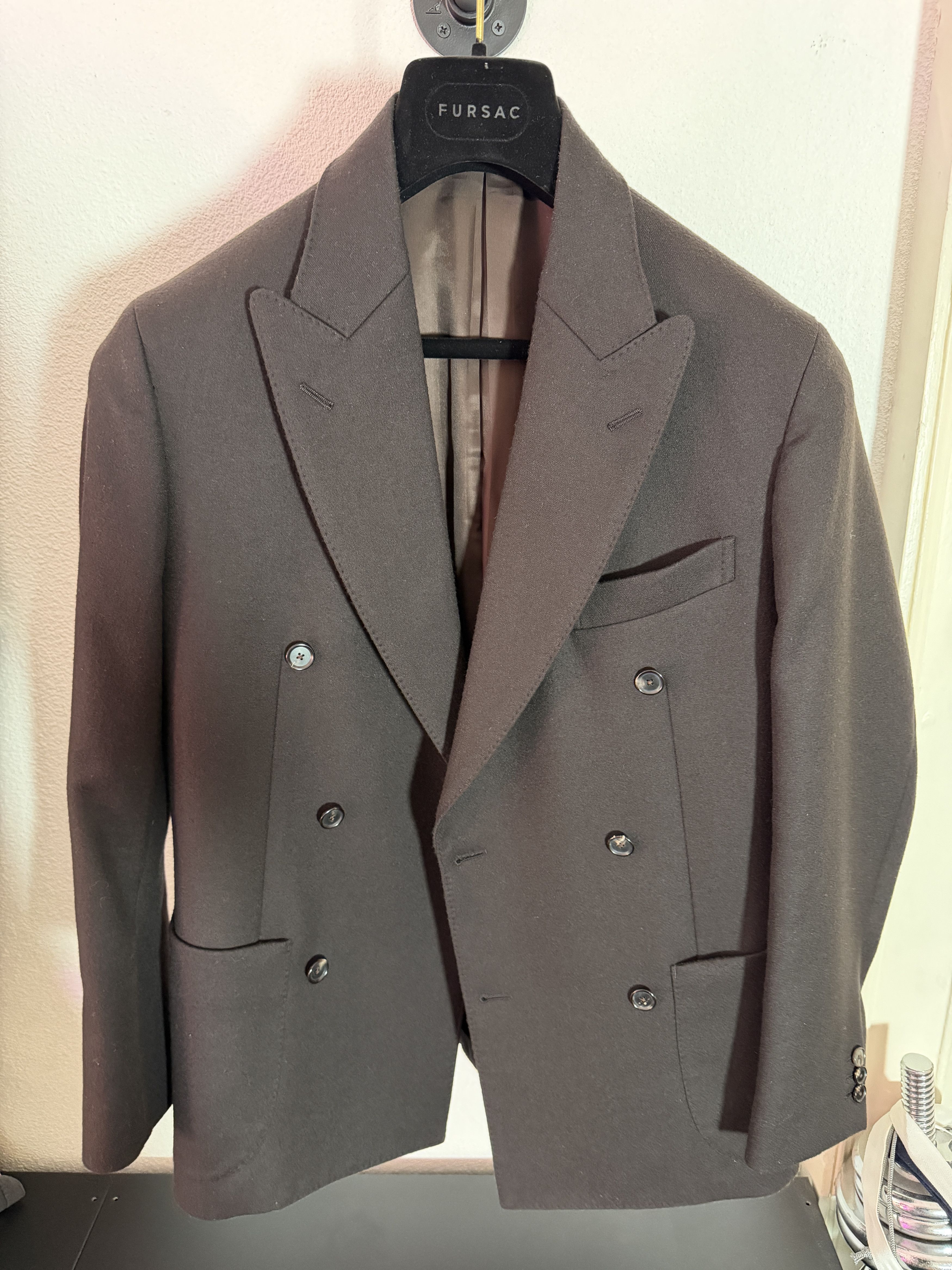 Kaptain Sunshine brown double breasted blazer (46/S)