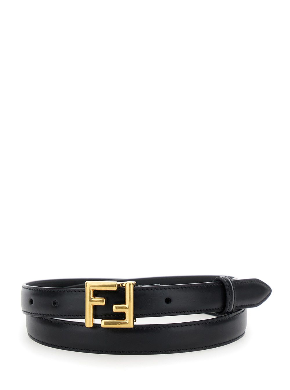 Fendi Black Thin Belt with FF Buckle in Leather Woman Size ONE SIZE - 1 Thumbnail