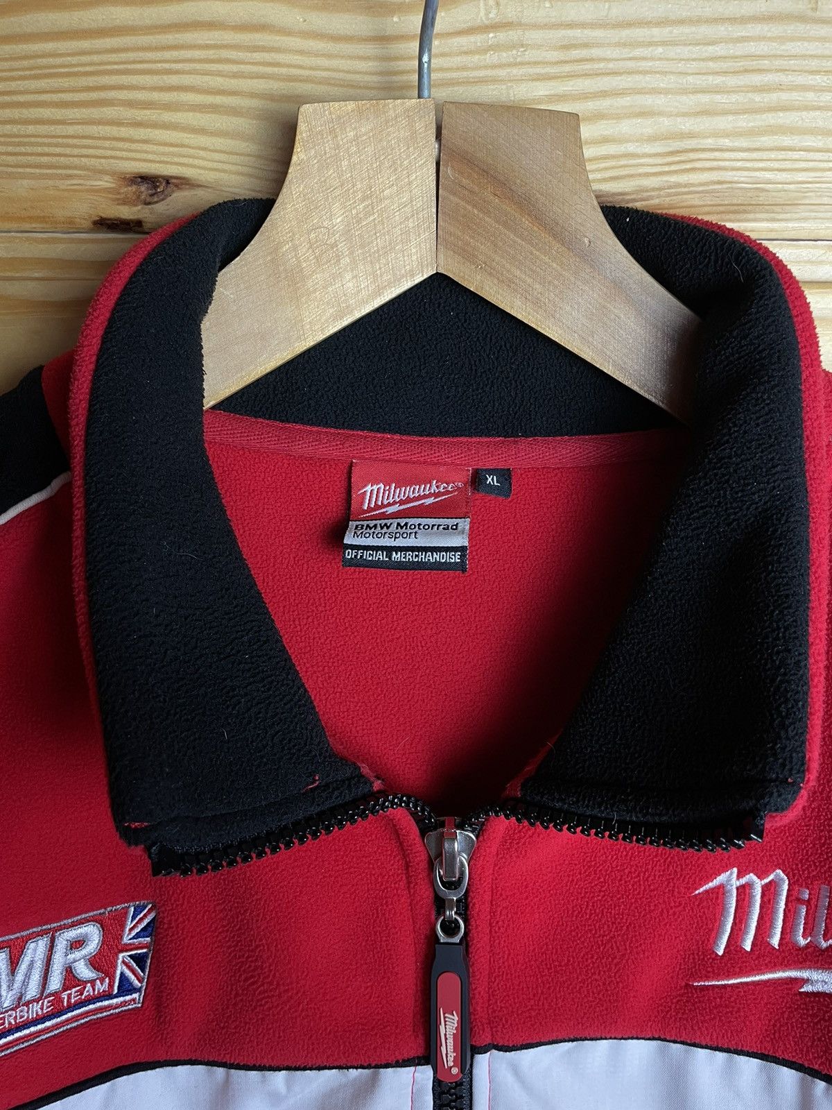 BMW × Vintage BMW Racing Milwaukee Motorrad Fleece Jacket XL Bike Red Warm Size US XL / EU 56 / 4 - 7 Thumbnail