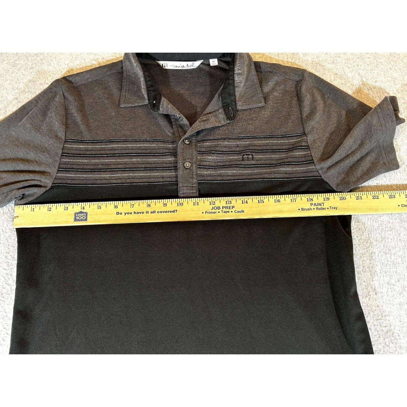 TravisMathew TravisMathew Polo Shirt Mens Medium Black Striped Chest Panel Pima Cotton Short Sleeve Golf Polo Shirt Size US M / EU 48-50 / 2 - 3 Thumbnail