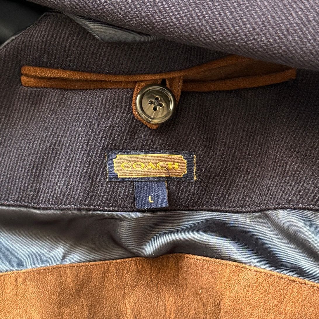 Coach Coach Navy Blue Corduroy Trench Coat with Suede Details Size US L / EU 52-54 / 3 - 3 Thumbnail