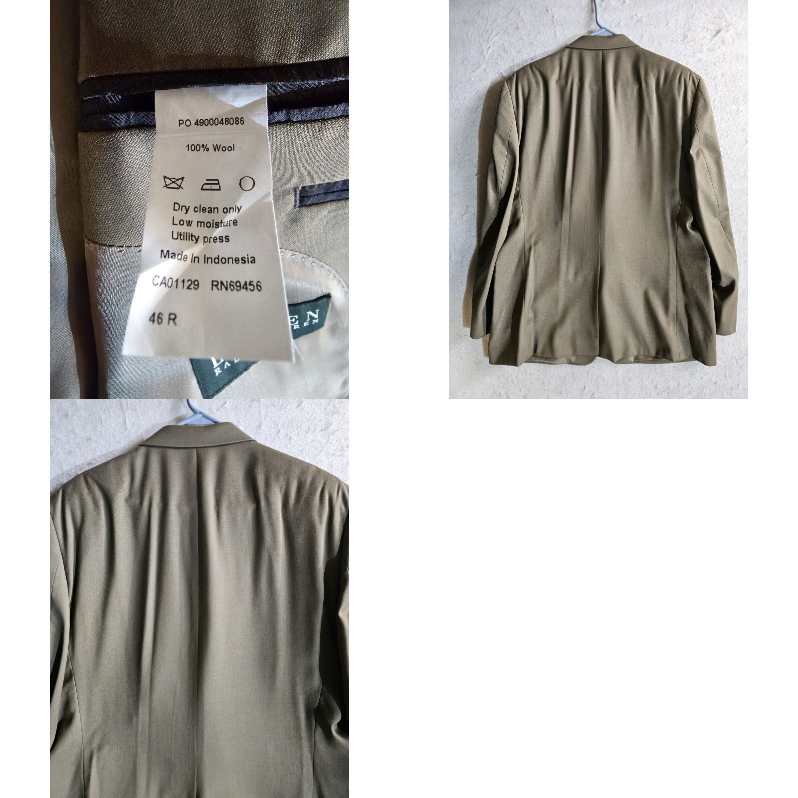Ralph Lauren VINTAGE Ralph Lauren Sport Coat Jacket 46 Reg Beige Wool 2-Button Notch Lapel Mens Size US S / EU 44-46 / 1 - 8 Thumbnail